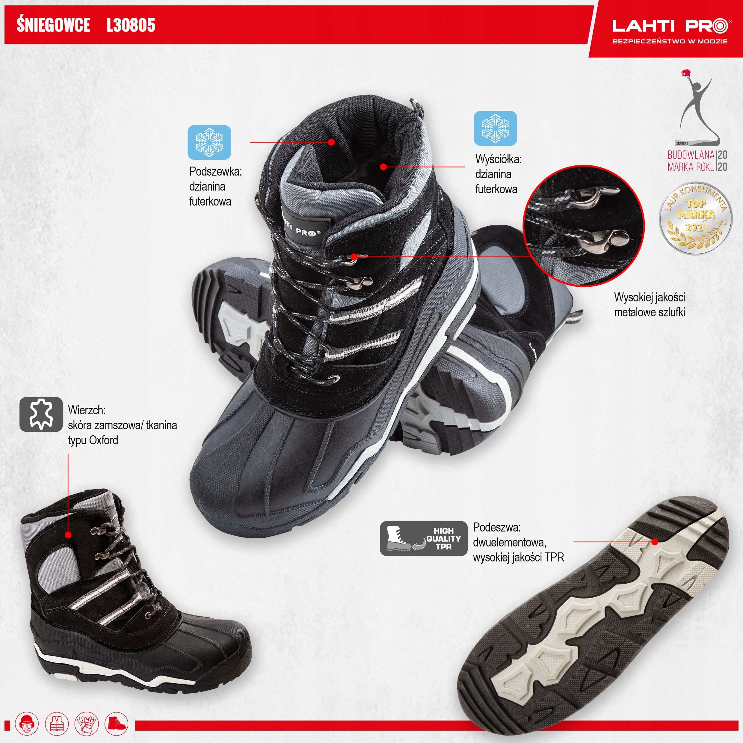 LAHTI PRO ŚNIEDOWCE BUTY ROBOCZE zimowe r. 43/44