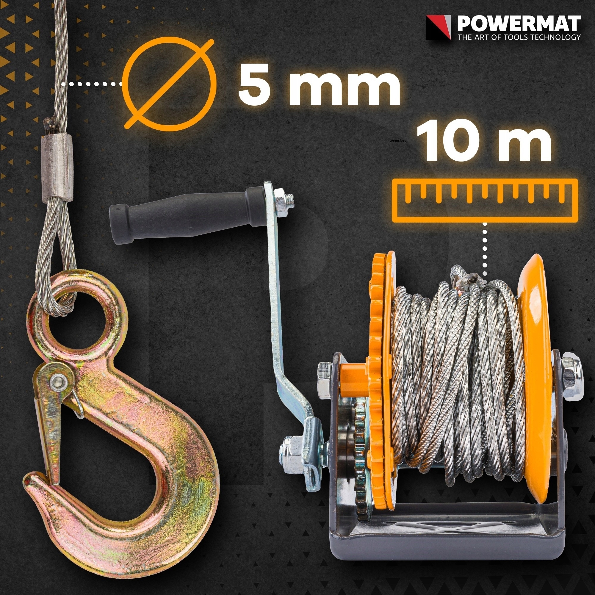 LINOWA WCIĄGARKA WYCIĄGARKA KORBOWA RĘCZNA 1133KG 10M NA KORBĘ 2500LBS