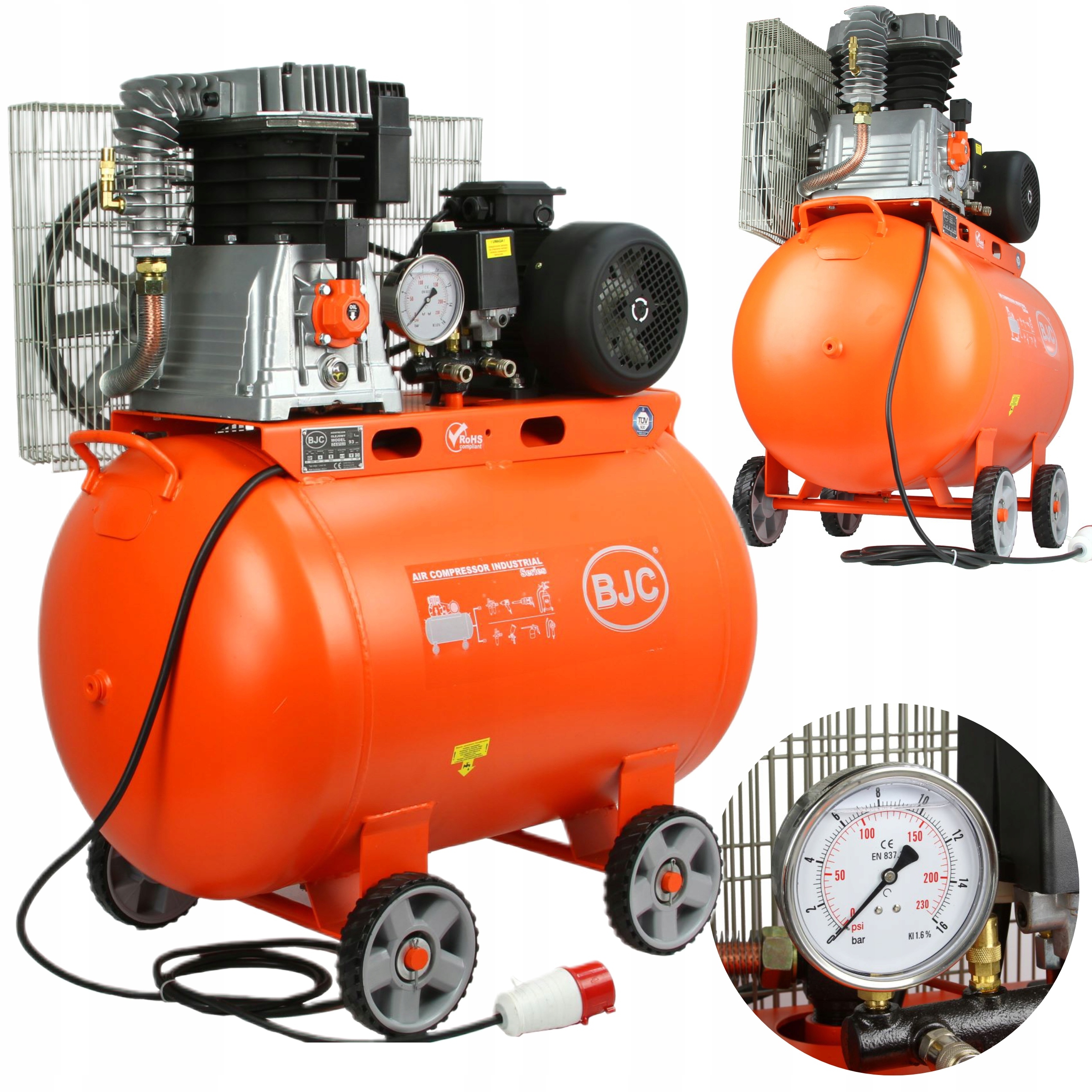 KOMPRESOR 4 kW / 5,5 KM 2 TŁOK 400V ZBIORNIK 200L Z2090 10 Bar BJC B88030