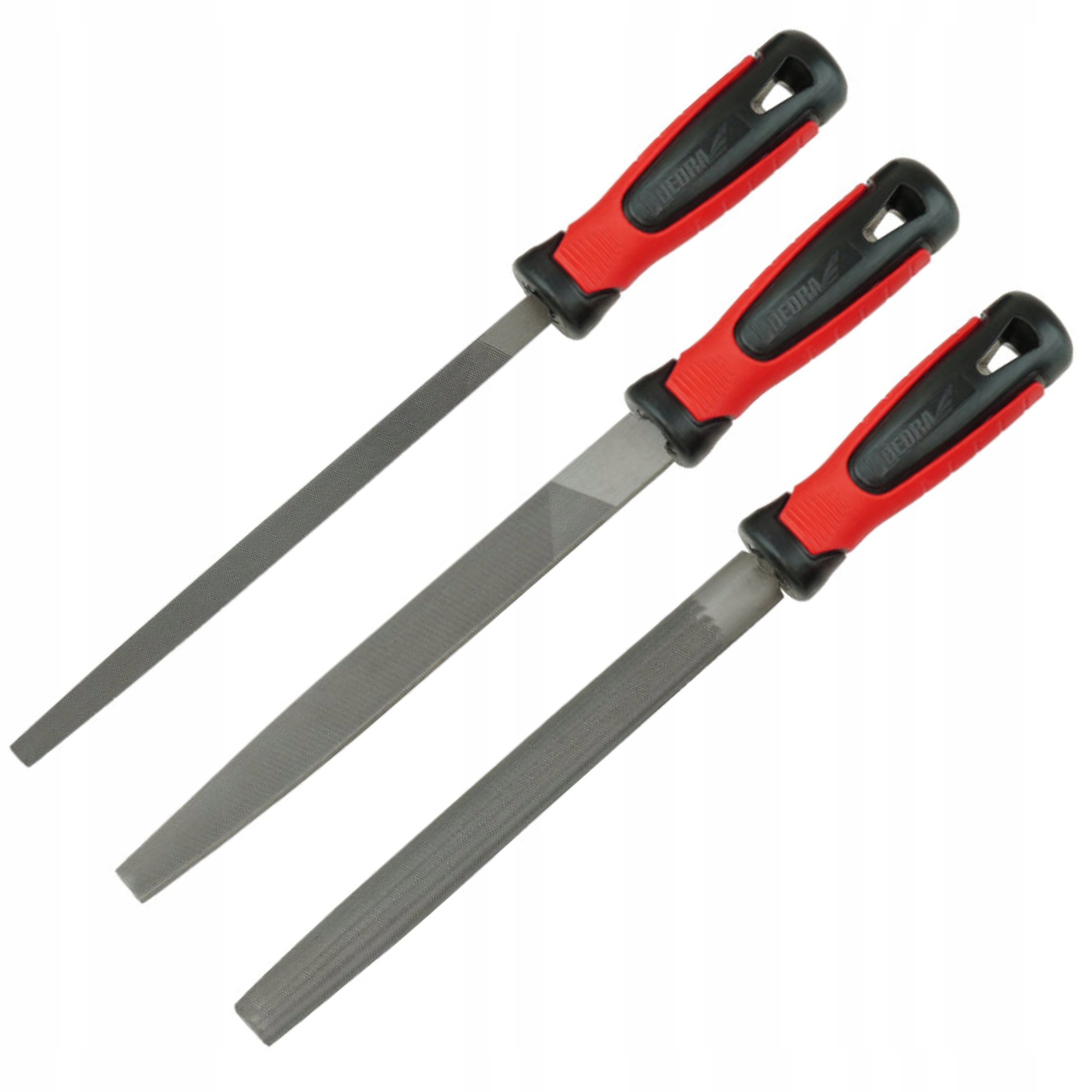 DEDRA ZESTAW PILNIKÓW DO METALU 200MM 3SZT PŁASKI PÓŁOKR OKRĄGŁY 06C006