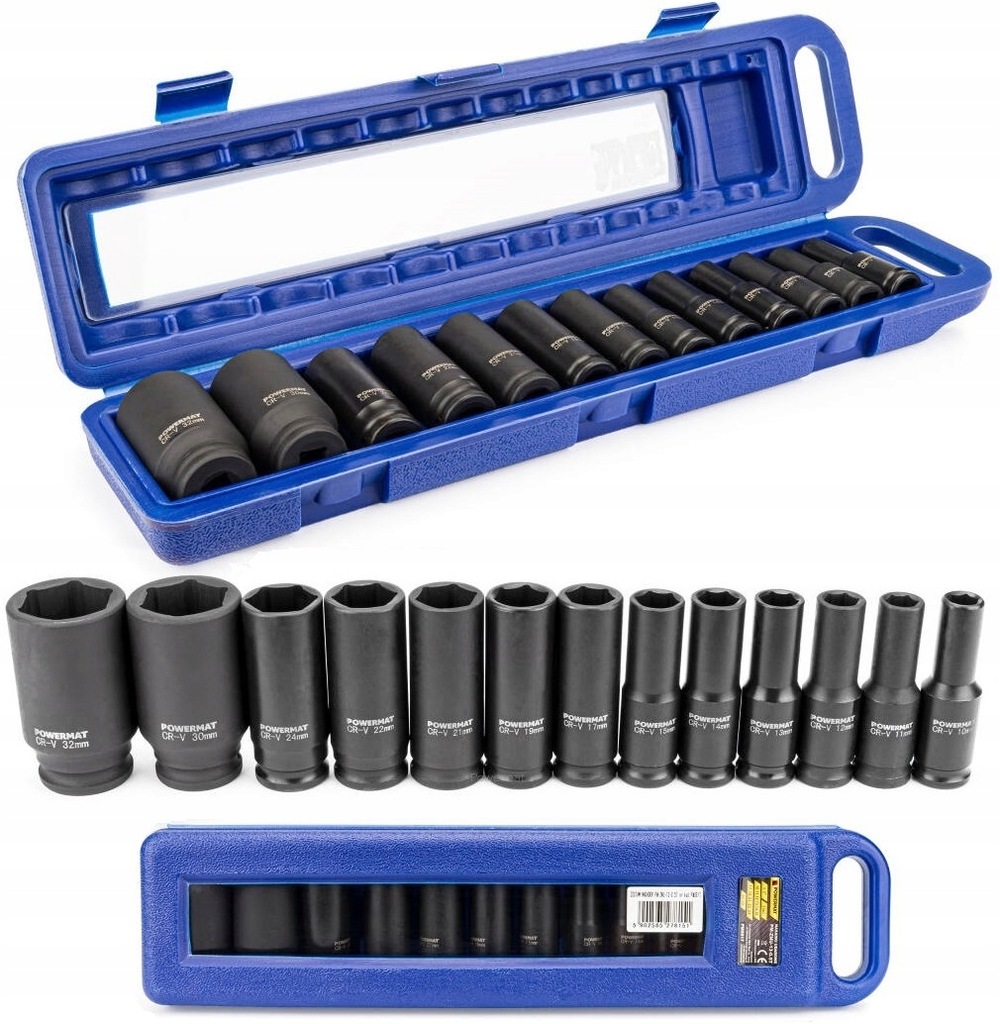 ZESTAW NASADEK UDAROWYCH NASADKI 10-32MM 1/2'' UDAROWE SZEŚCIOKĄTNE PM0817