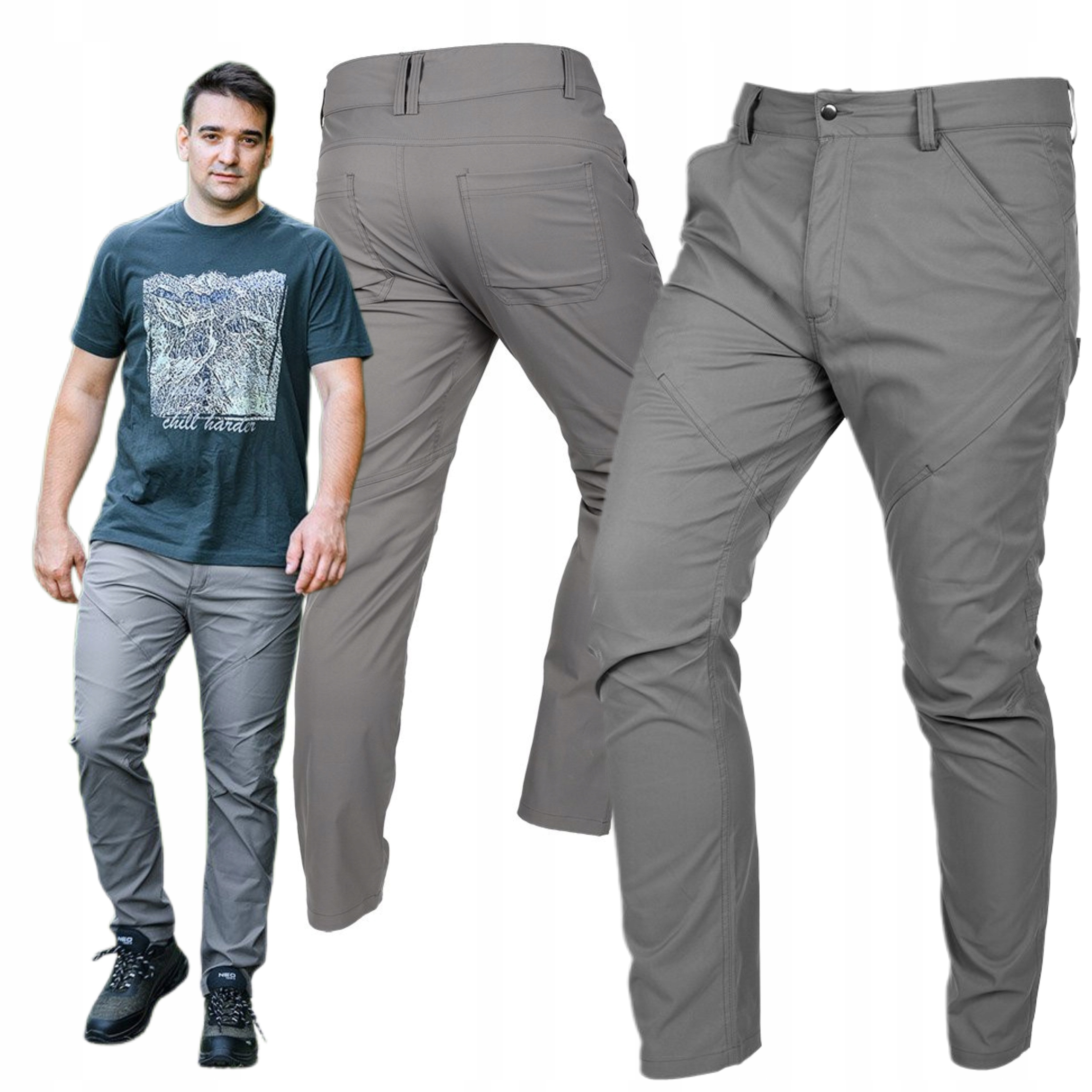 NEO SPODNIE ROBOCZE OUTDOOR 4 WAY STRETCH SZARE DO PASA 81-297 r. XXXL/58