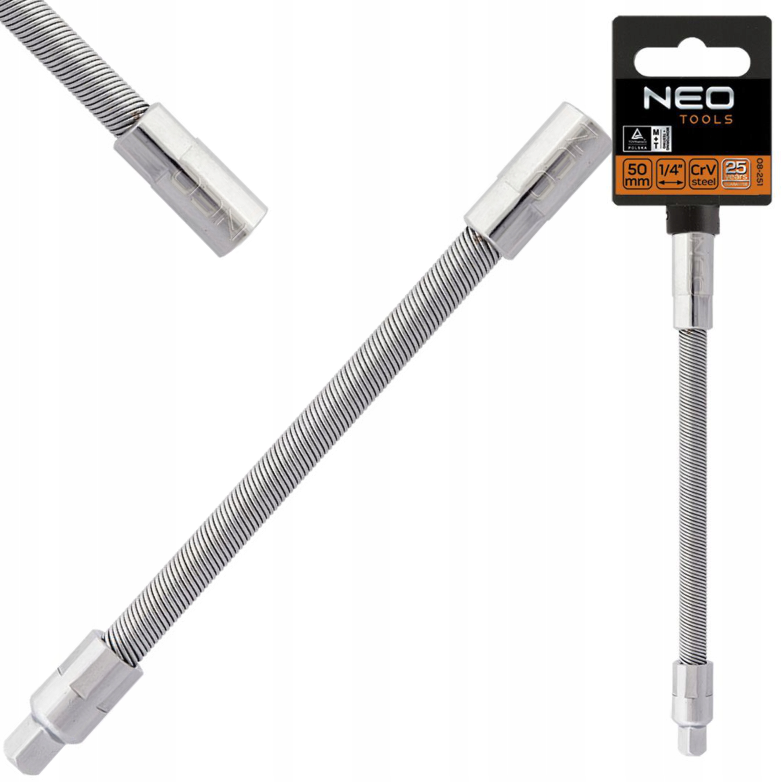 NEO PRZEDŁUŻKA 1/4x140mm ELASTYCZNA ZE STALI CHROMOWO WANADOWEJ 08-557
