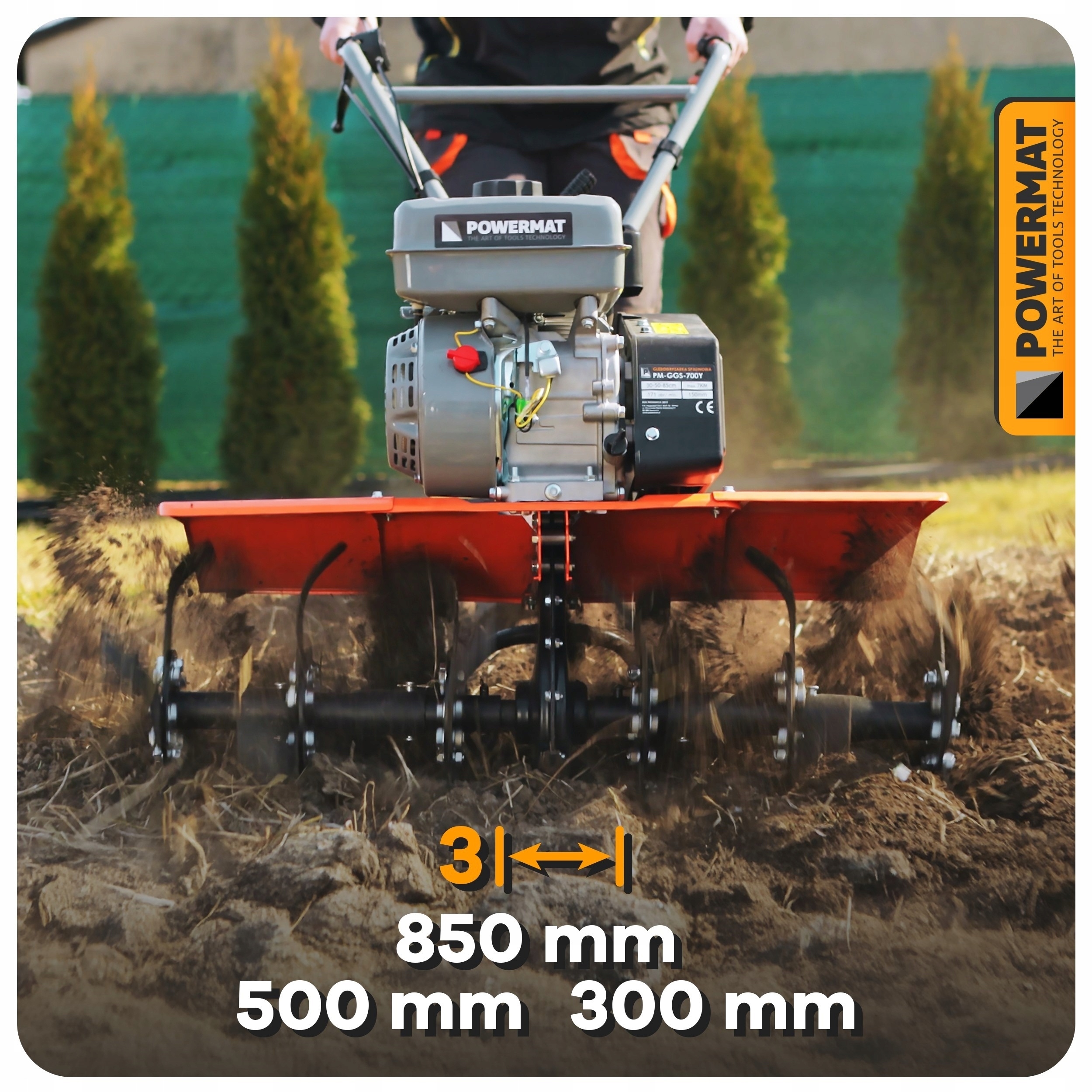 GLEBOGRYZARKA SPALINOWA KULTYWATOR GLEBY POWERMAT 7KM 85CM MODUŁ GGS-700Y
