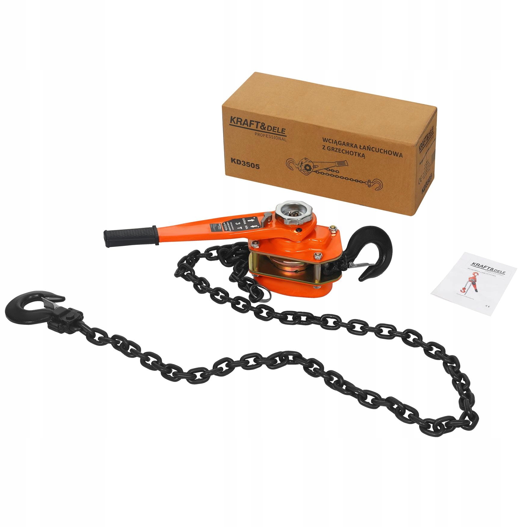 WYCIĄGARKA WCIĄGARKA ŁAŃCUCH Z GRZECHOTKĄ WARSZTATOWA 3T 3M PRZENOŚNA 3505