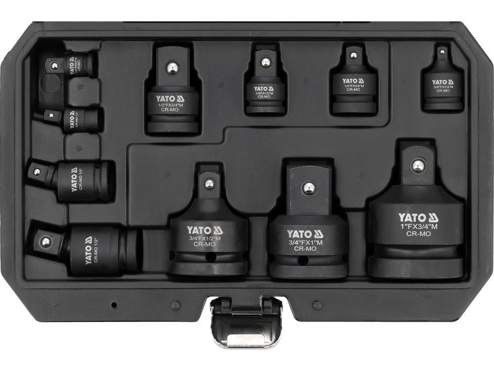 YATO ZESTAW 11EL. REDUKCJE I PRZEGUBY UDAROWE 1/4" 3/8" 1/2" CrMo YT-10646