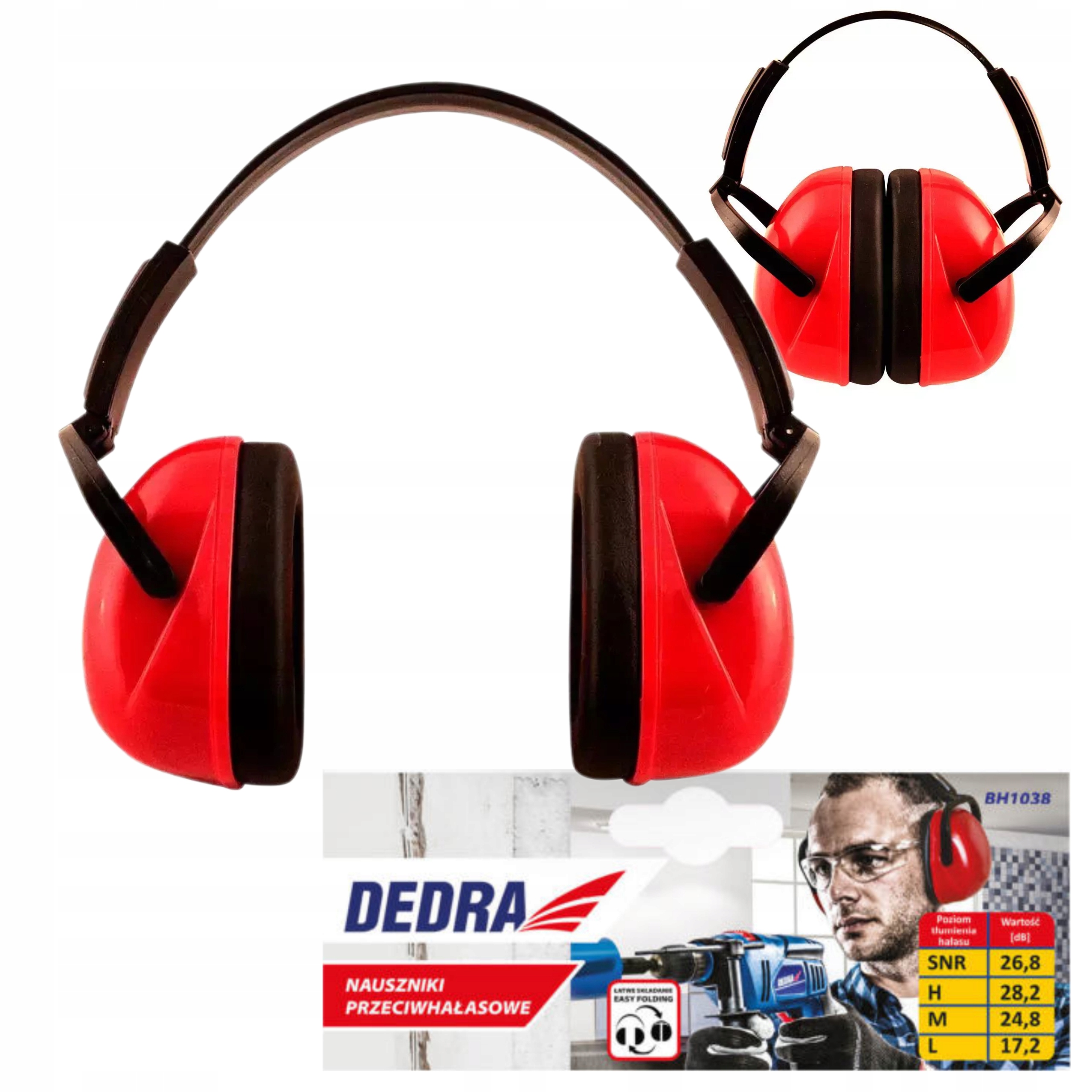 DEDRA NAUSZNIKI PRZECIWHAŁASOWE SŁUCHAWKI WYCISZAJĄCE SNR 26.8DB BH1038