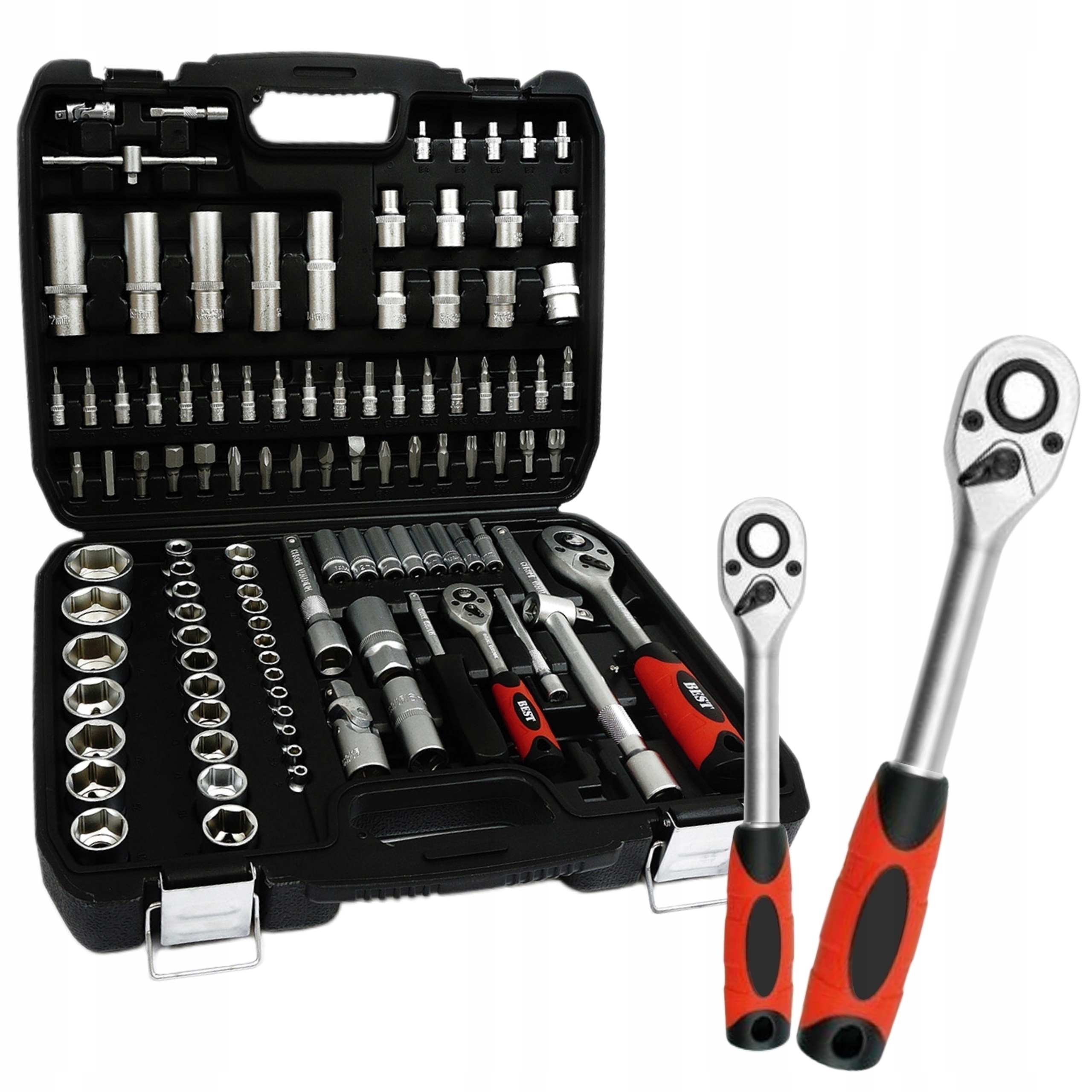 ZESTAW NARZĘDZIOWY 108el KLUCZY KLUCZE NASADOWE + PŁASKO OCZKOWE 6-22mm 12e