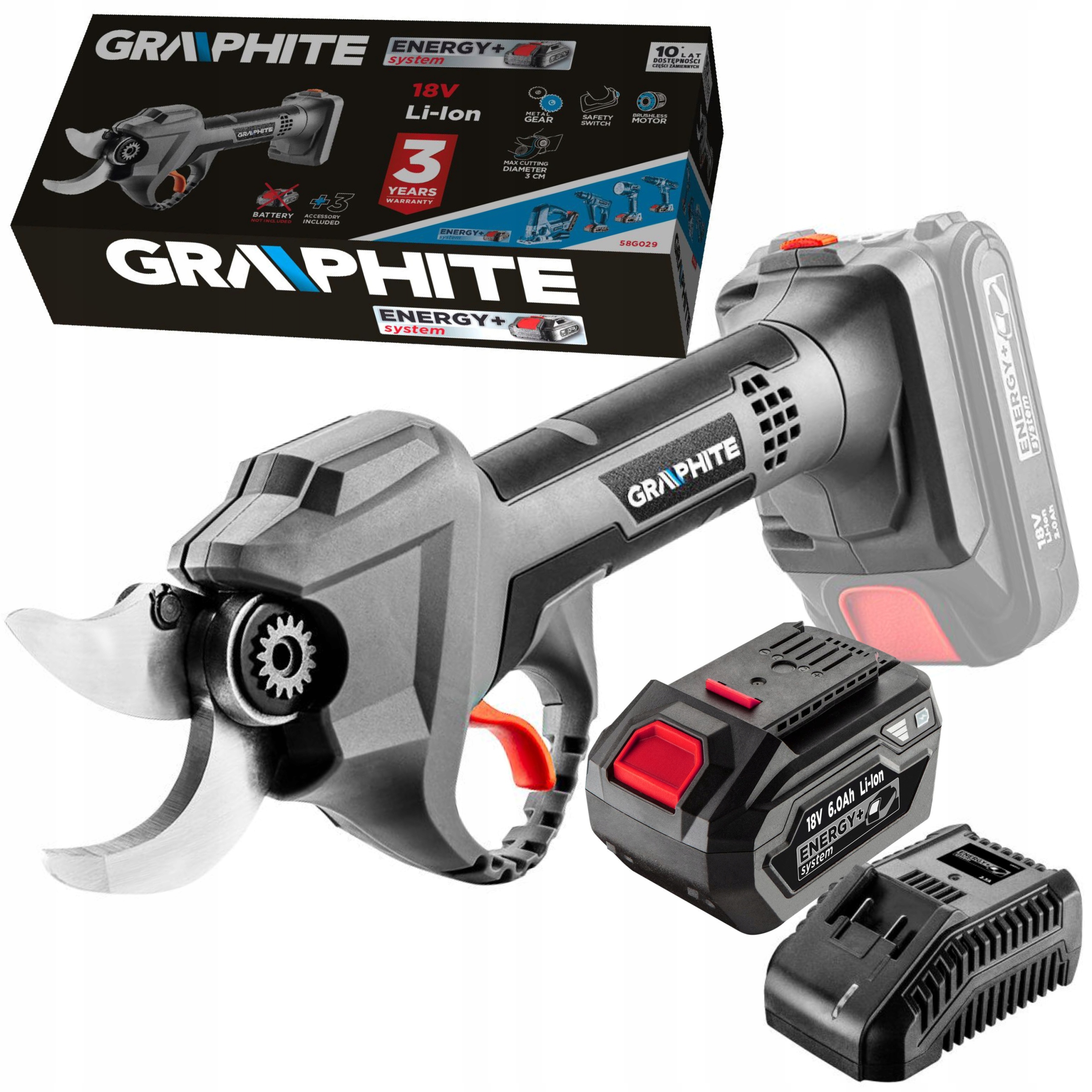 GRAPHITE SEKATOR NOŻYCE BEZSZCZOTKOWE 18V +6Ah