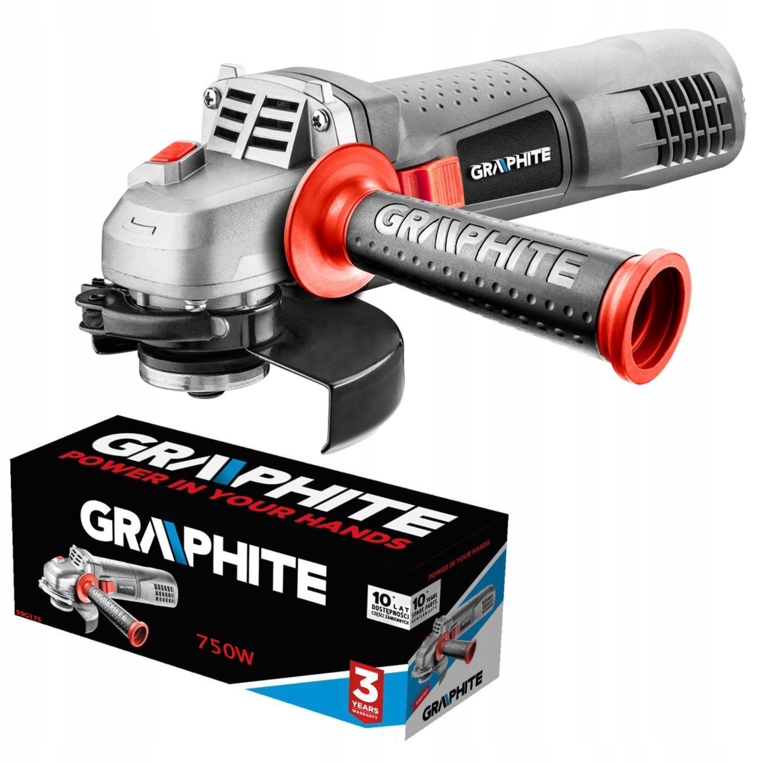 GRAPHITE SZLIFIERKA KĄTOWA 750W REGULACJA OBROTÓW TARCZA 125 MM 59G175