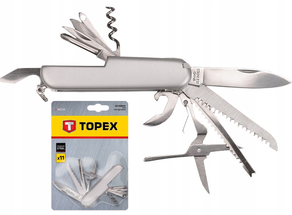 SCYZORYK 11 FUNKCJI, STAL NIERDZEWNA 98Z116 TOPEX
