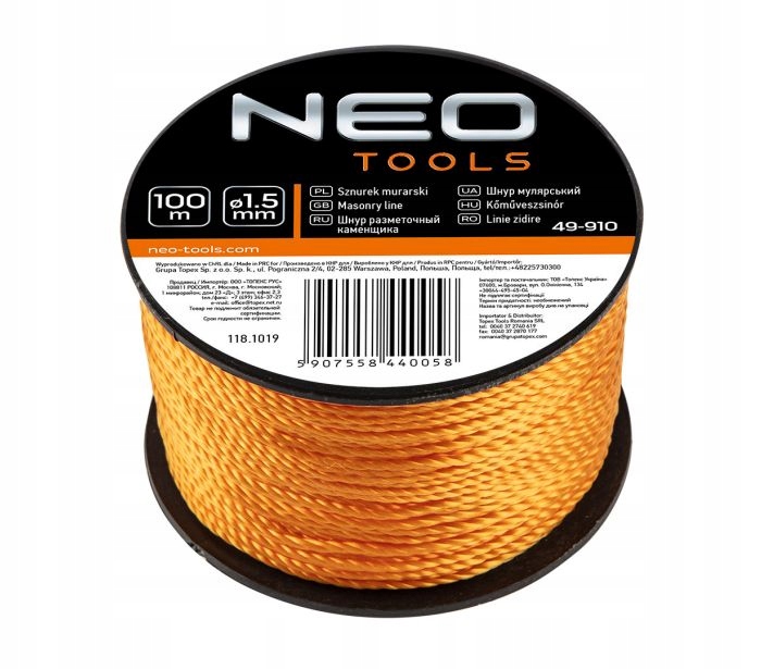 NEO SZNUREK MURARSKI BUDOWLANY 1,5 MM X 100 M TRASERSKI NA SZPULI 49-910