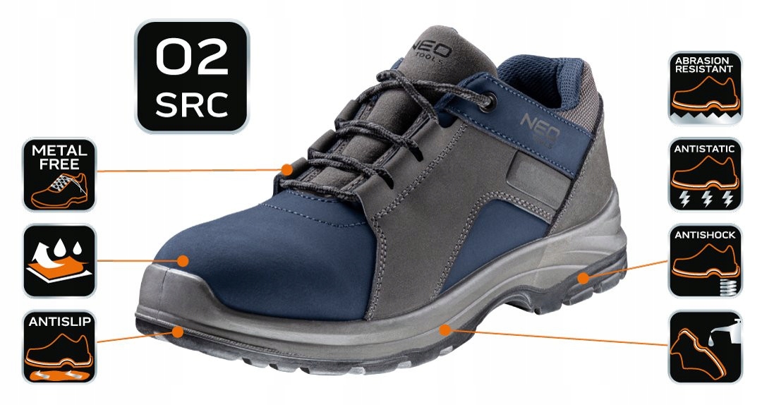 NEO BUTY PÓŁBUTY OBUWIE ROBOCZE O2 SRC TRZEWIKI NUBUK 82-740 r. 45