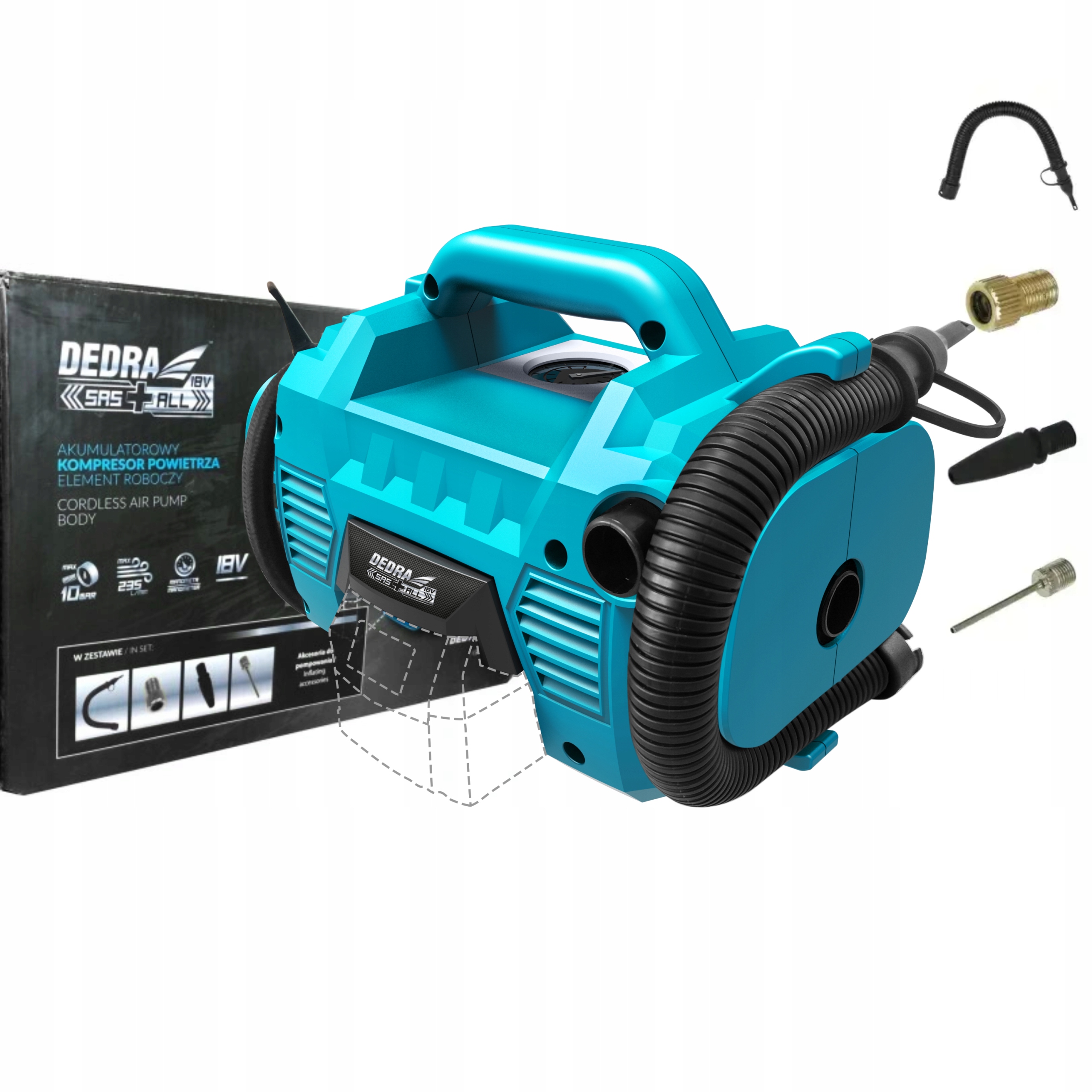 DEDRA KOMPRESOR POWIETRZA AKU. 18V SAS+ LED +2 Ah