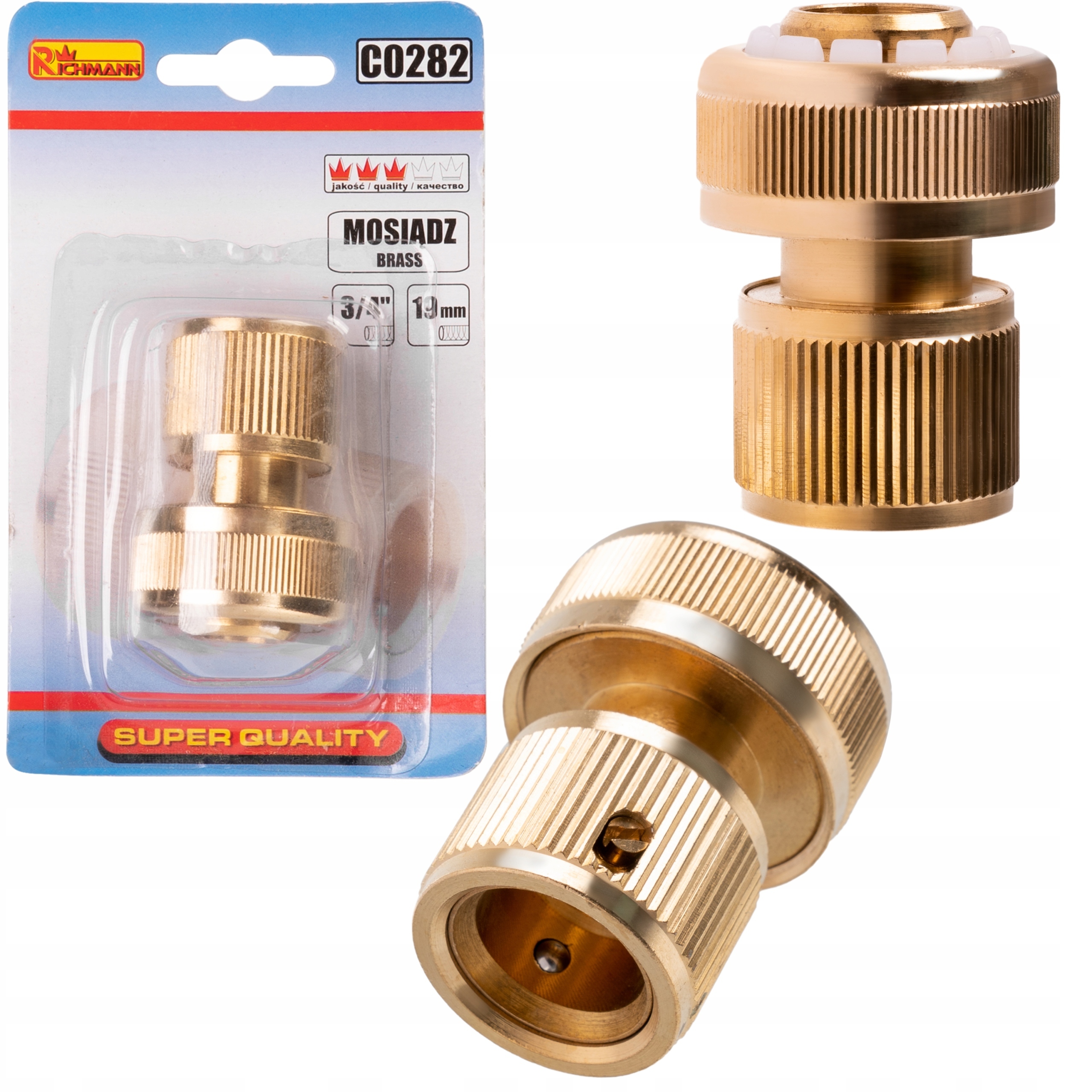 SZYBKOZŁĄCZKA DO WĘŻY OGRODOWYCH 3/4” 19MM MOSIĄDZ