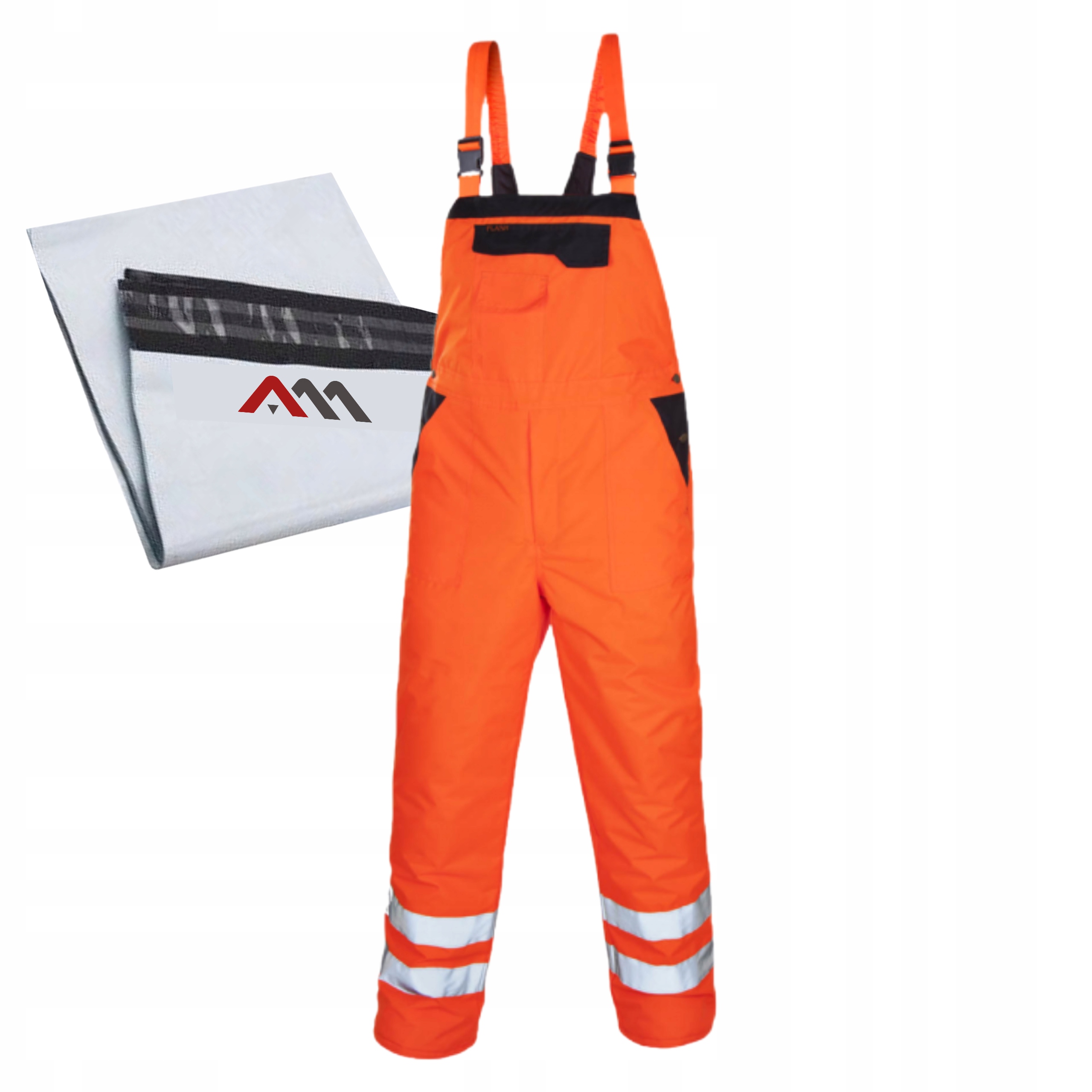 SPODNIE ROBOCZE OSTRZEGAWCZE OCIEPLANE GŁUGIE ODBLASK OC FLASH ORANGE XXL