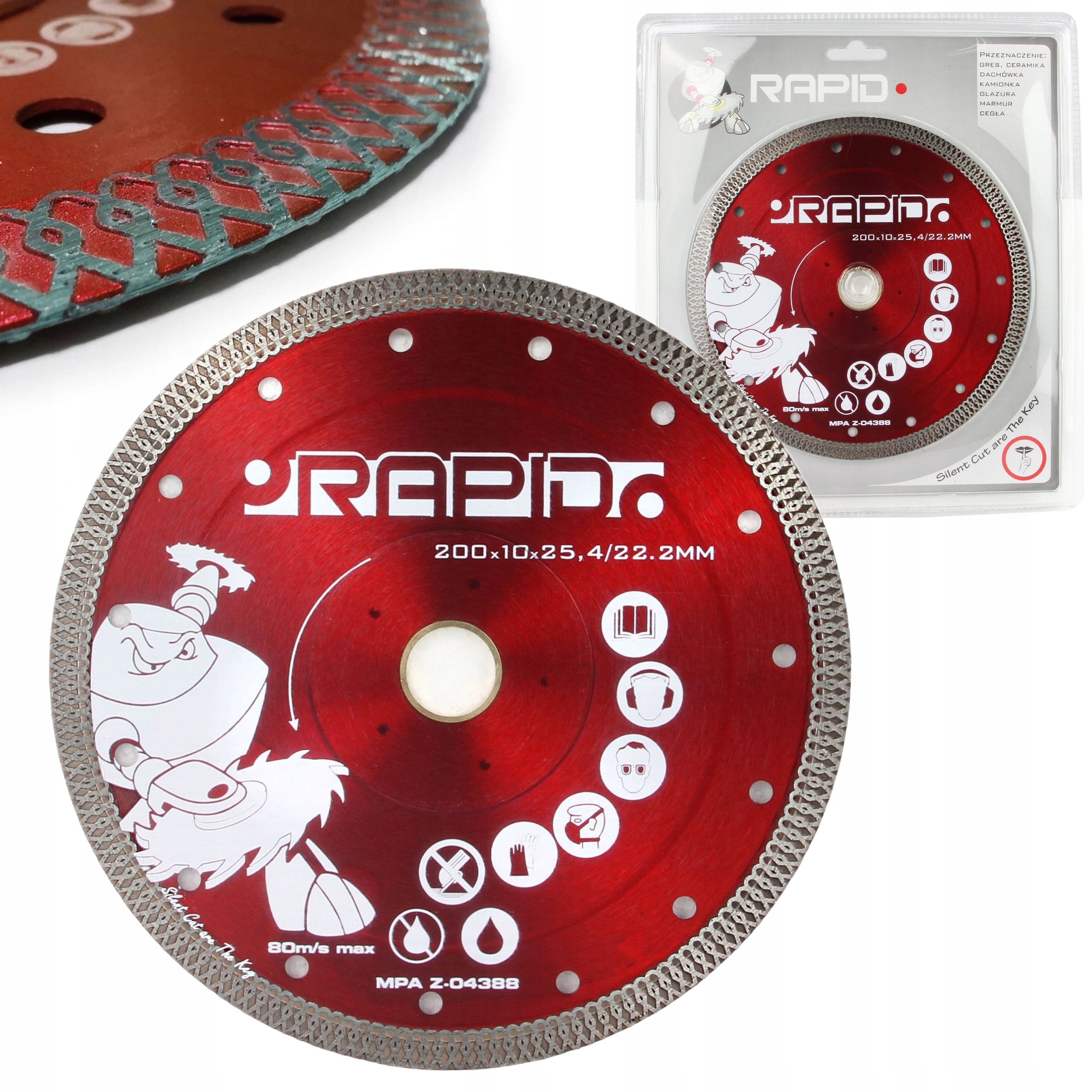 TARCZA DIAMENTOWA 200x10x25,4/22,2 MM RAPID SILENT CUT RED M08709