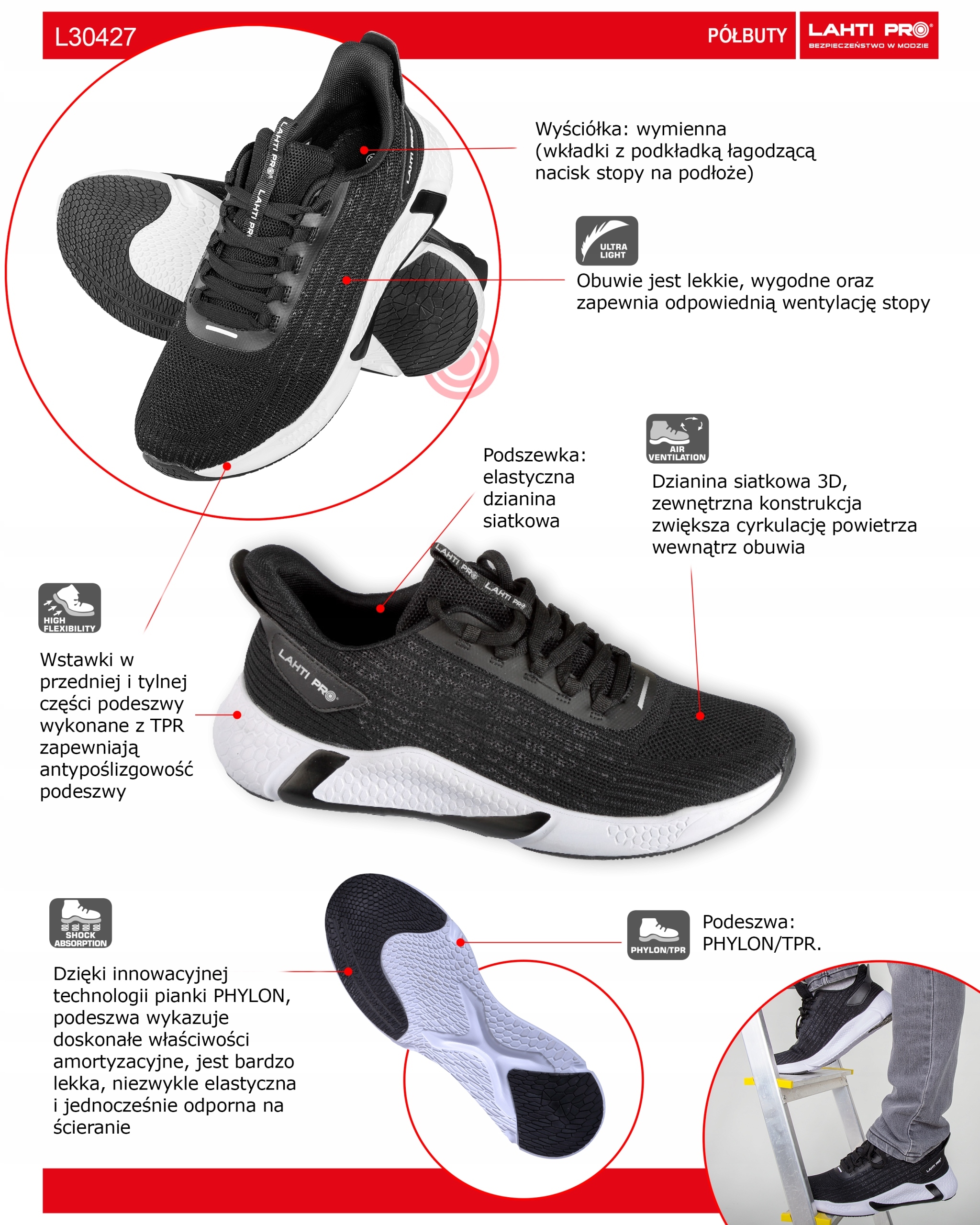 BUTY PRZEWIEWNE BEZ PODNOSKA LAHTI PRO L30427 44