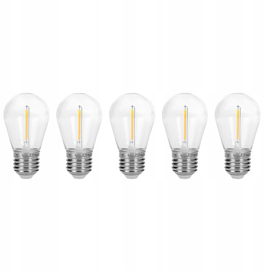 NEO ZESTAW ŻARÓWKI 5 SZTUK FILAMENT 1W E27 DO GIRLANDY OGRODOWEJ 99-111