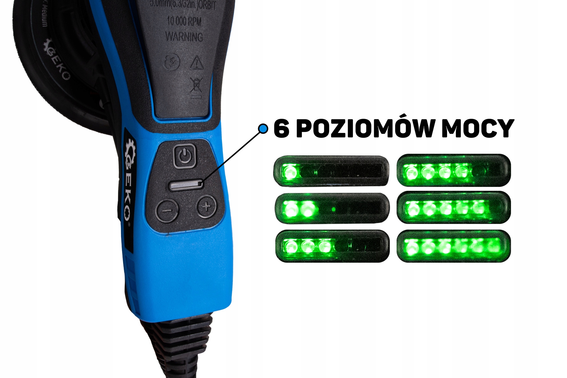 GEKO SZLIFIERKA MIMOŚRODOWA BEZSZCZOTKOWA 150mm 350W regulacja G80811
