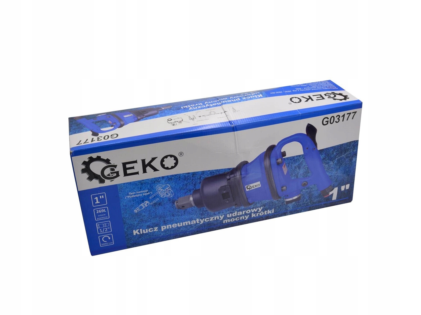 GEKO KLUCZ PNEUMATYCZNY UDAROWY 1" MOCNY KRÓTKI 2600 - 3500 Nm G03177