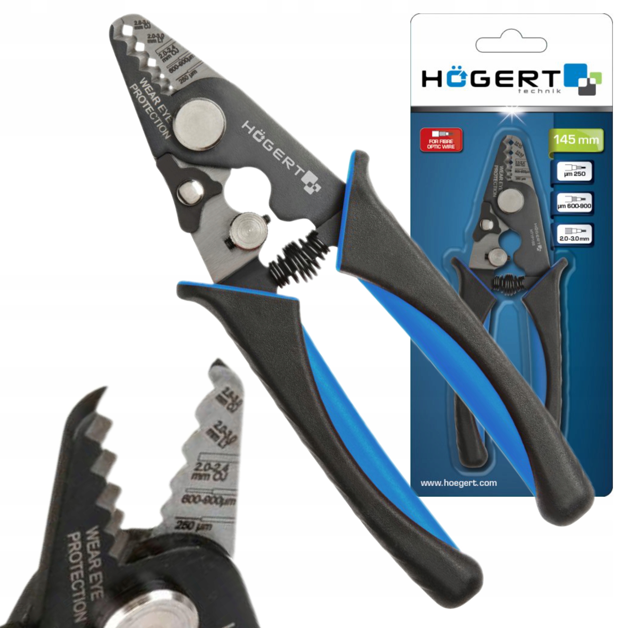 HOEGERT SZCZYPCE DO ŚCIĄGANIA IZOLACJI ZE ŚWIATŁOWODÓW 145 MM HT1P186