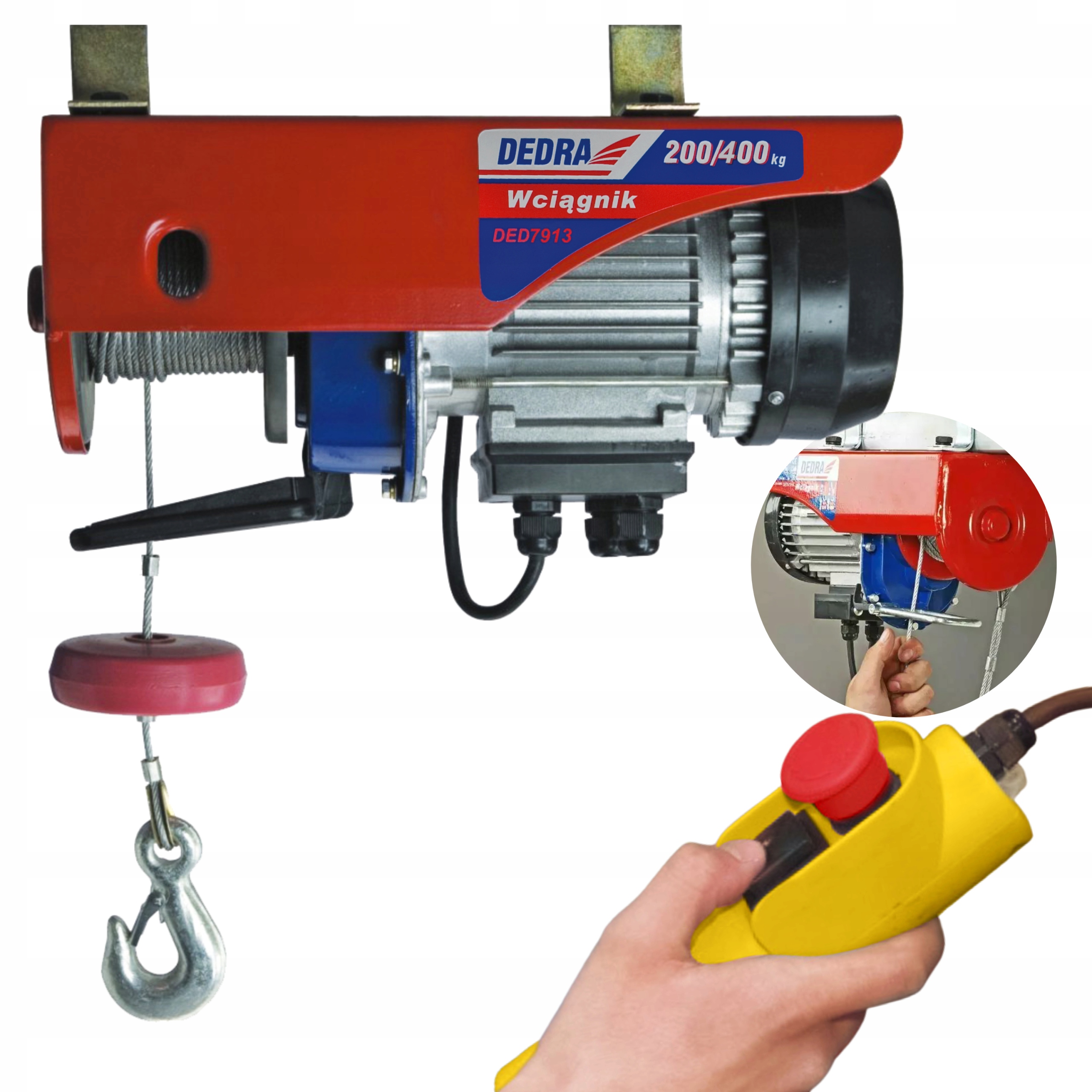 DEDRA WCIĄGARKA ELEKTRYCZNA LINOWA 1000W 200/400KG