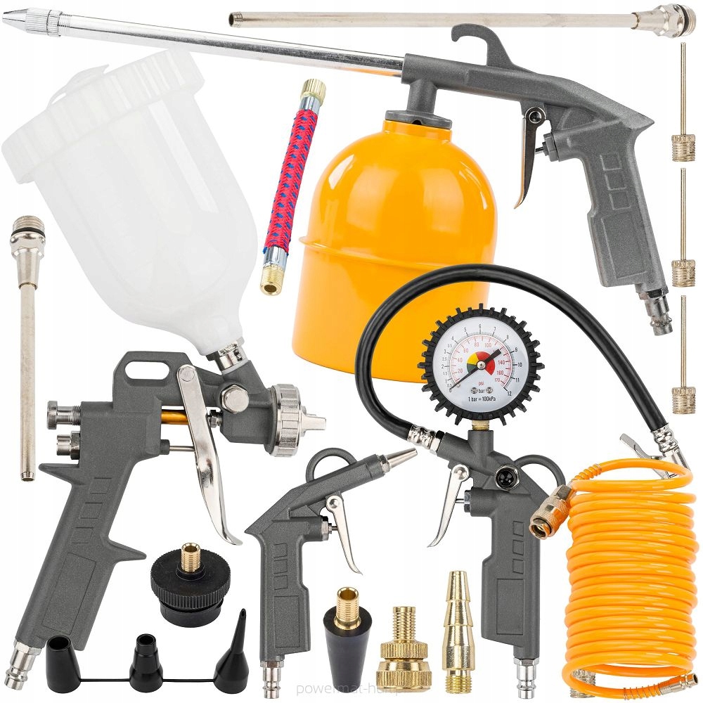 ZESTAW NARZĘDZI PNEUMATYCZNYCH MALARSKICH DO KOMPRESORA 18EL PISTOLET WĄŻ