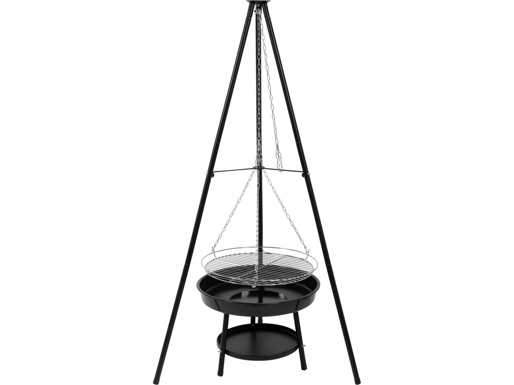 LUND GRILL WĘGLOWY WISZĄCY NA TRÓJNOG PALENISKO CHROMOWANY RUSZT 46CM 99903