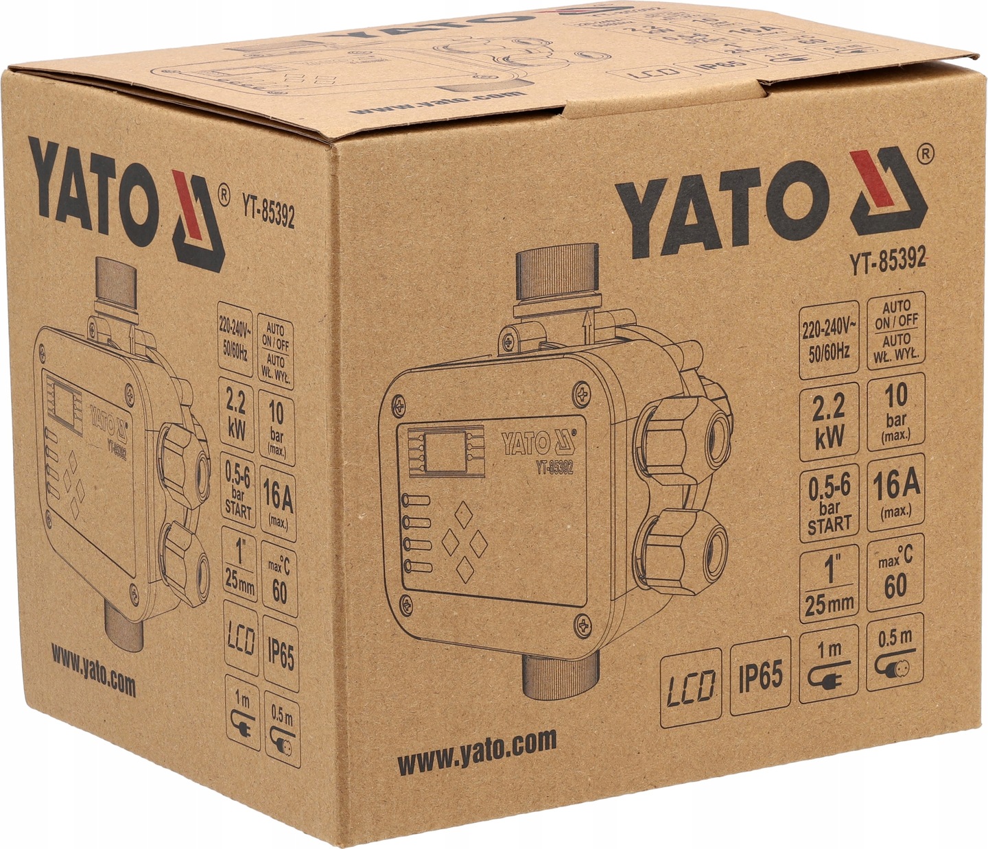 YATO ELEKTRONICZNY WYŁĄCZNIK CIŚNIENIOWY DO POMP PC-58P LCD 2200W 10 BAR