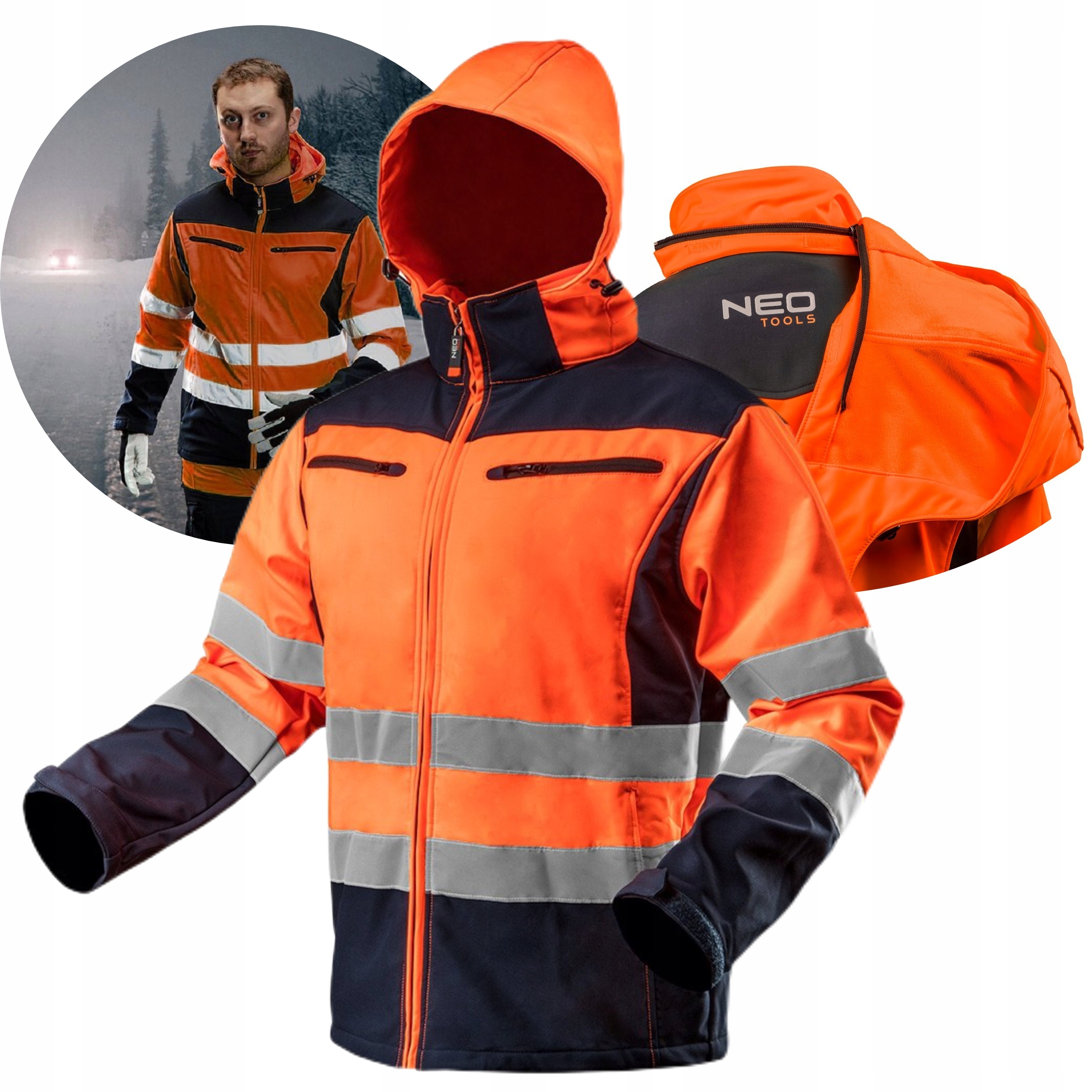 NEO KURTKA ROBOCZA BLUZA OSTRZEGAWCZA SOFTSHELL KAPTUR 81-701 M/50