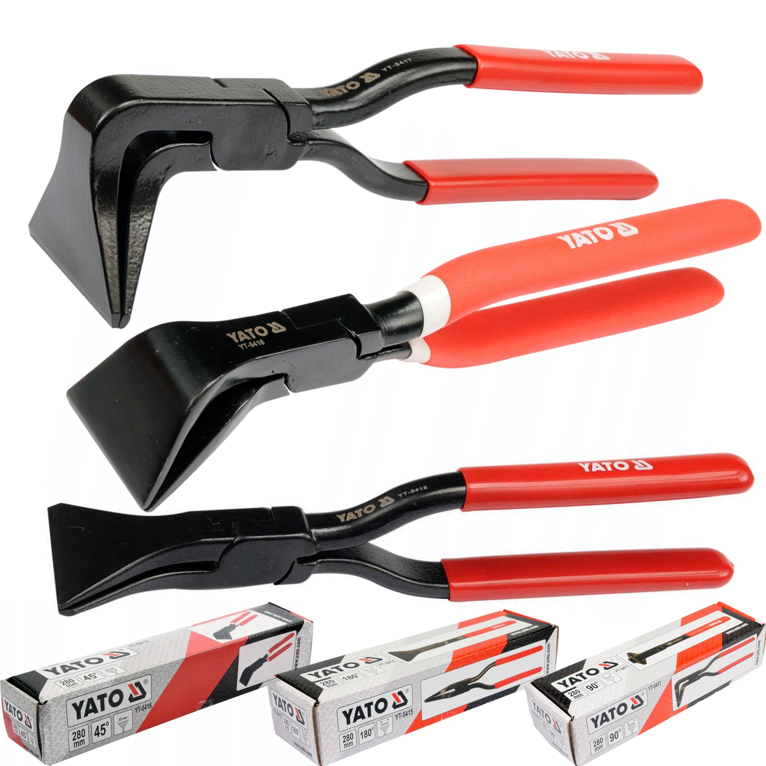 YATO ZESTAW DEKARSKIE SZCZYPCE KLESZCZE GIĘCIA BLACH 280MM PROSTE ODGIĘTE 3