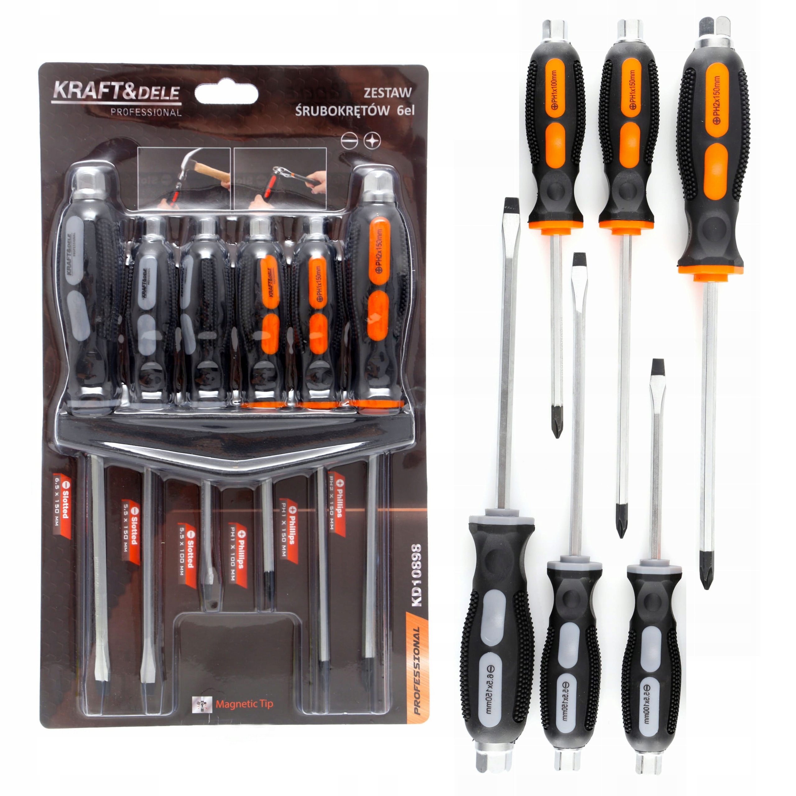 KRAFT&DELE ZESTAW WKRĘTAKÓW ŚRUBOKRĘTÓW DO POBIJANIA 6 ELEMENTÓW KD10898