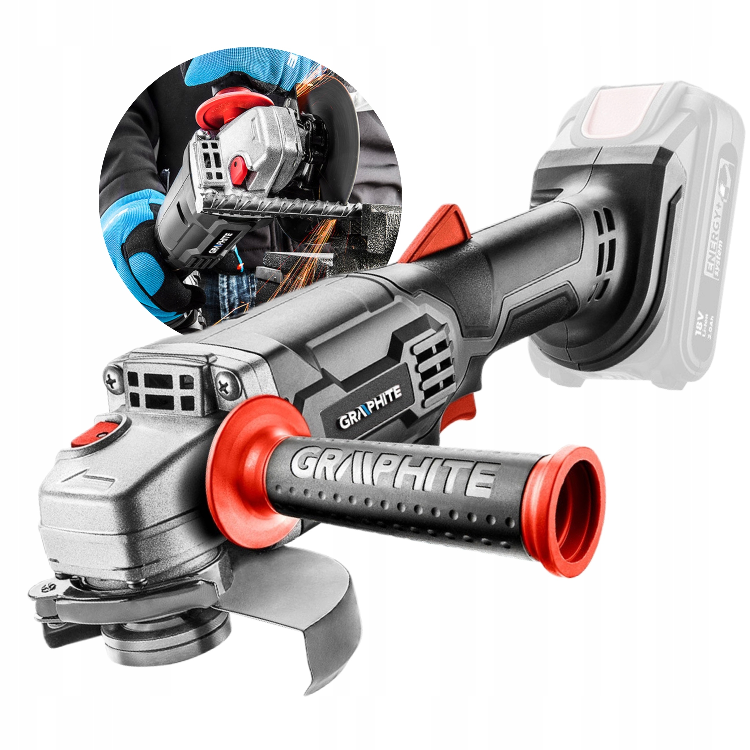 GRAPHITE SZLIFIERKA POLERKA KĄTOWA AKUMULATOROWA 18V Energy+ 125mm 58GE130