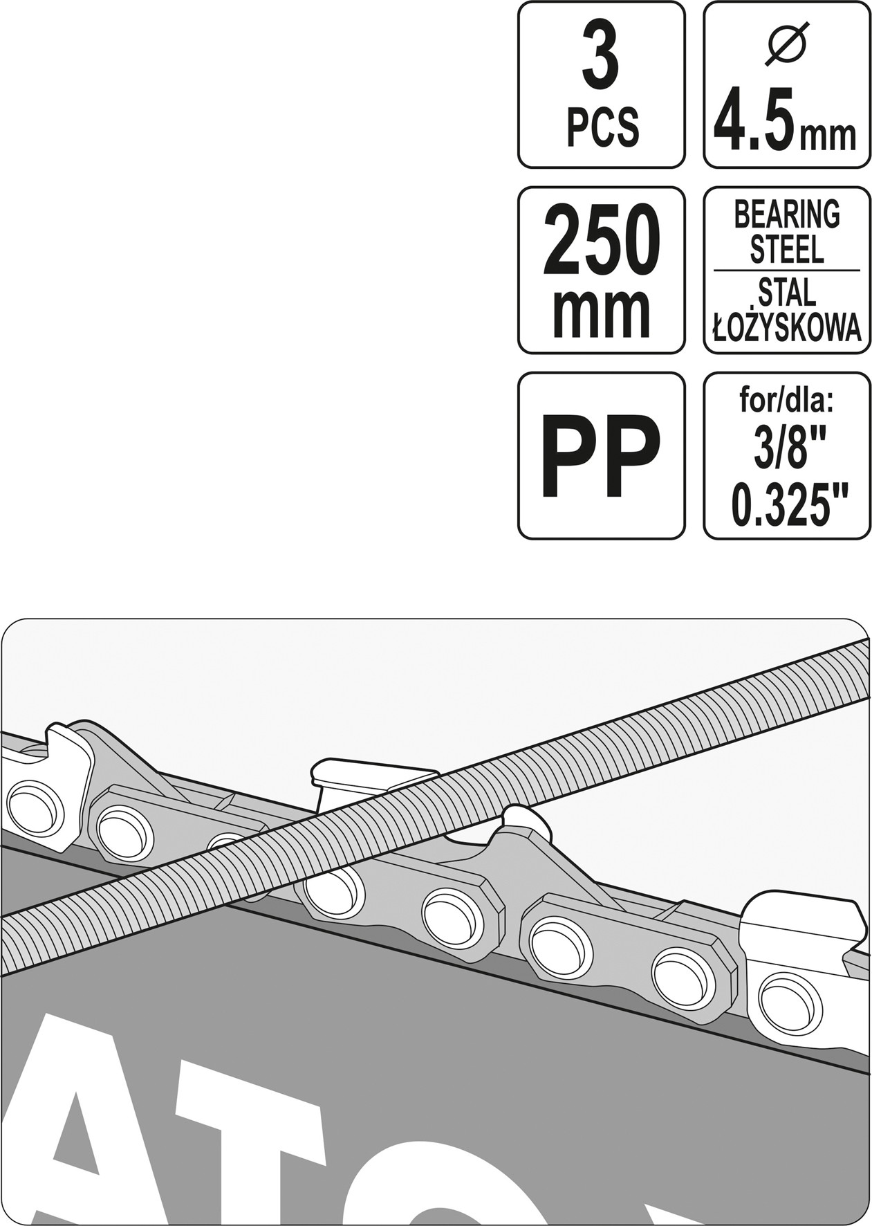 YATO PROWADNIK Z PILNIKIEM OSTRZENIA ŁAŃCUCHA ŁAŃCUCHÓW 4,5 mm YT-85031