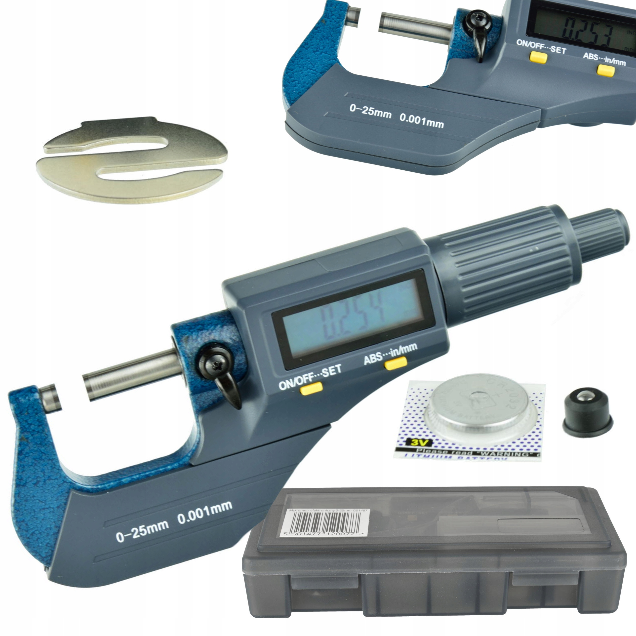 MIKROMETR ELEKTRONICZNY 0-25 mm 0,001 mm WALIZKA G01487 LCD PRECYZYJNY GEKO