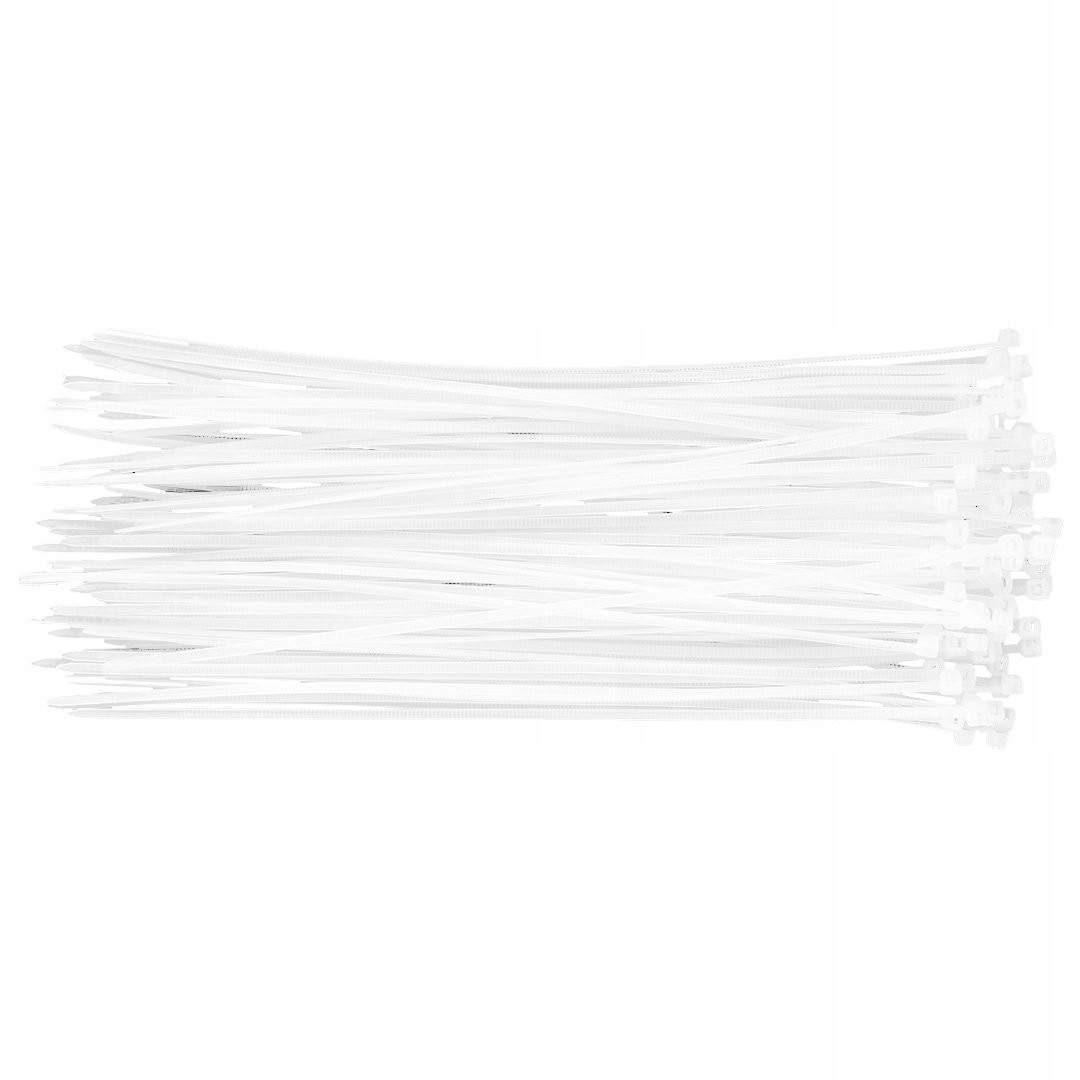 NEO MOCNE OPASKI ZACISKOWE 4,8MM X 300MM 75SZT ZIPKI TRYTYTKI BIAŁE 01-609