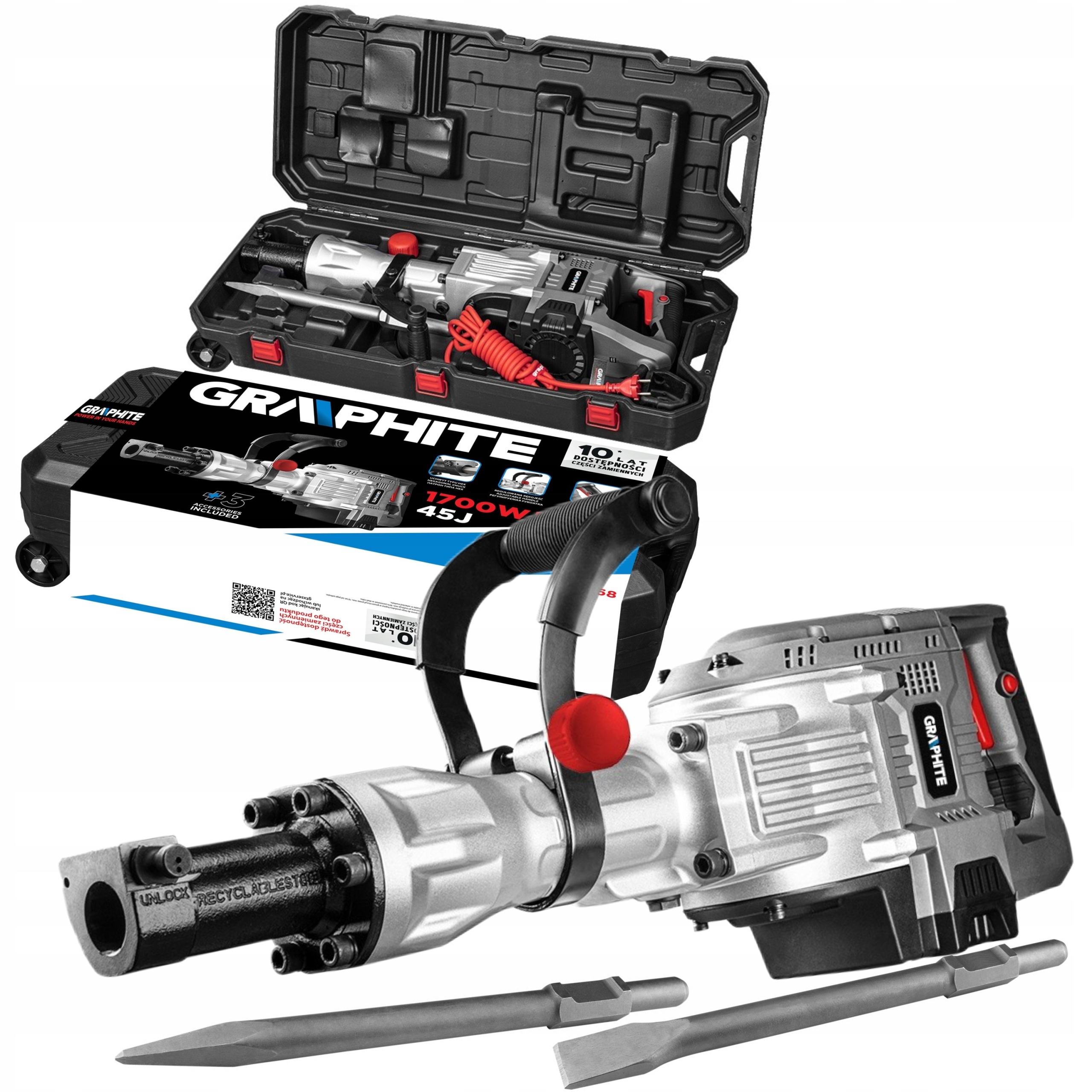 GRAPHITE MŁOT WYBURZENIOWY 45J HEX 30MM 1700W