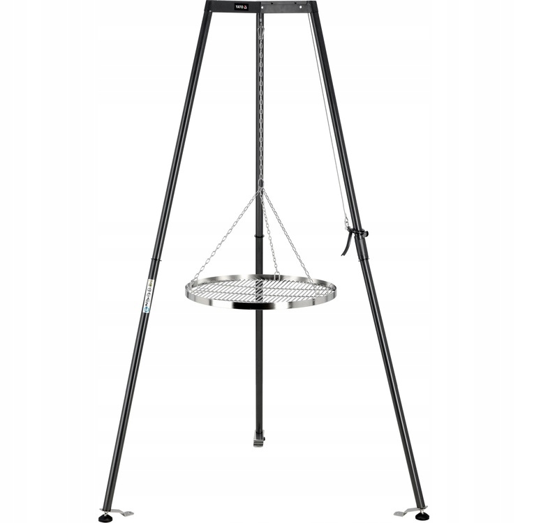 GRILL OGNISKOWY NA BIWAK DUŻY RUSZT NIERDZEWNY INOX 66CM TRÓJNÓG YG-20330