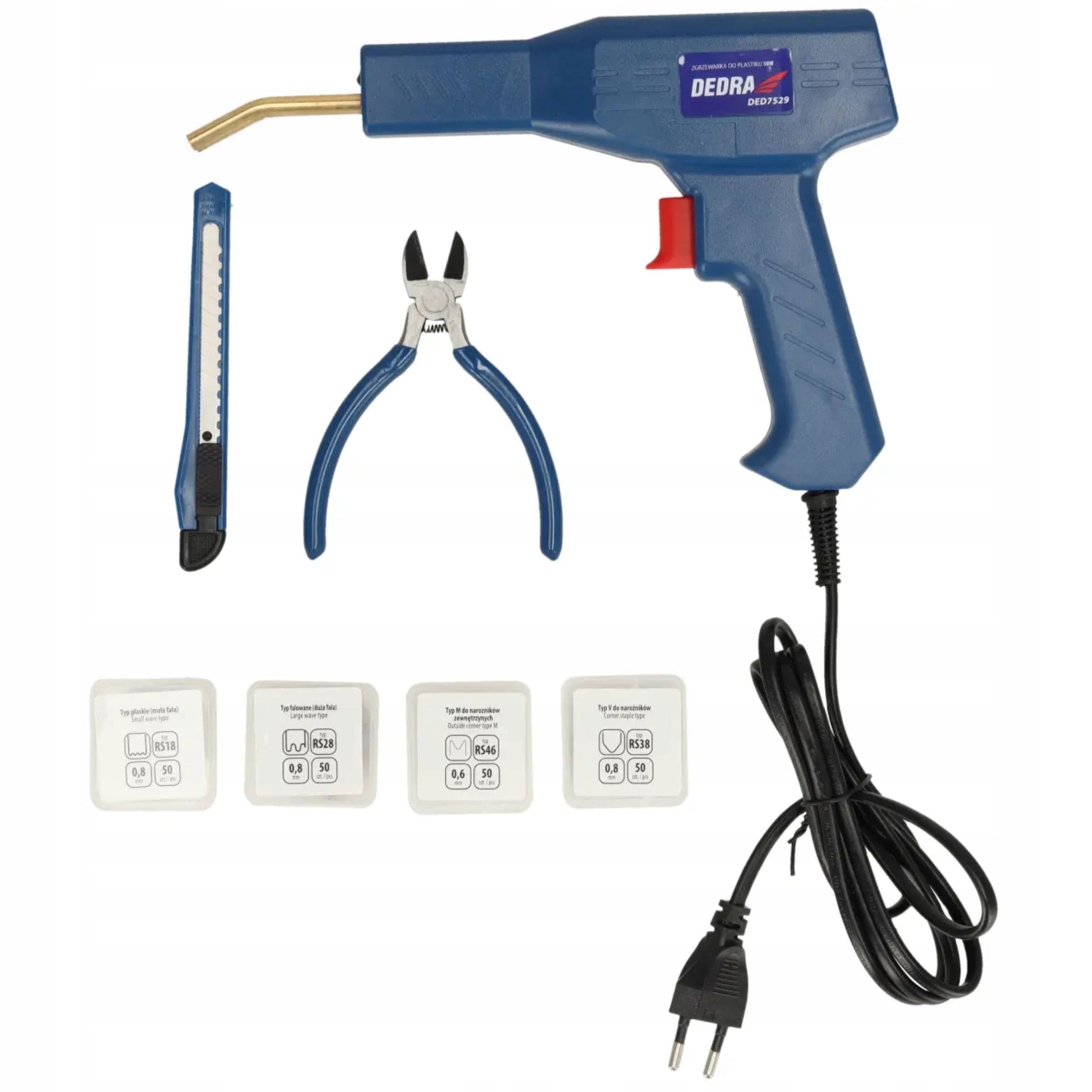 DEDRA ZGRZEWARKA DO PLASTIKU 50W 500 C ZESTAW 200 ZSZYWEK WALIZKA DED7529