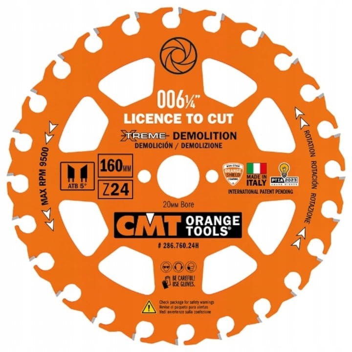 CMT PIŁA TARCZA DO CIĘCIA DREWNA Z GWOŹDZIAMI 160X20MM 24Z 286.760.24H