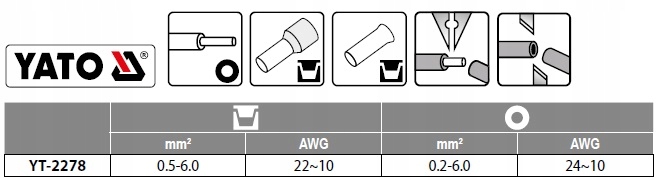 YATO SZCZYPCE ŚCIĄGANIA IZOLACJI ZACISKARKA CIĘCIE PRZEWODÓW 0,5-6 YT-2278