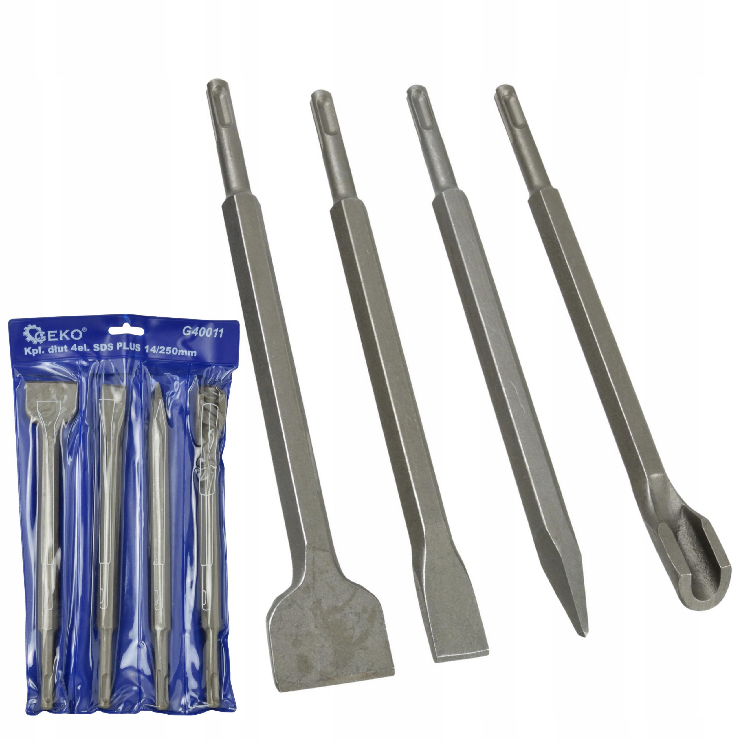 DŁUTA DO BETONU 4SZT ZESTAW SDS PLUS 14x250mm GEKO