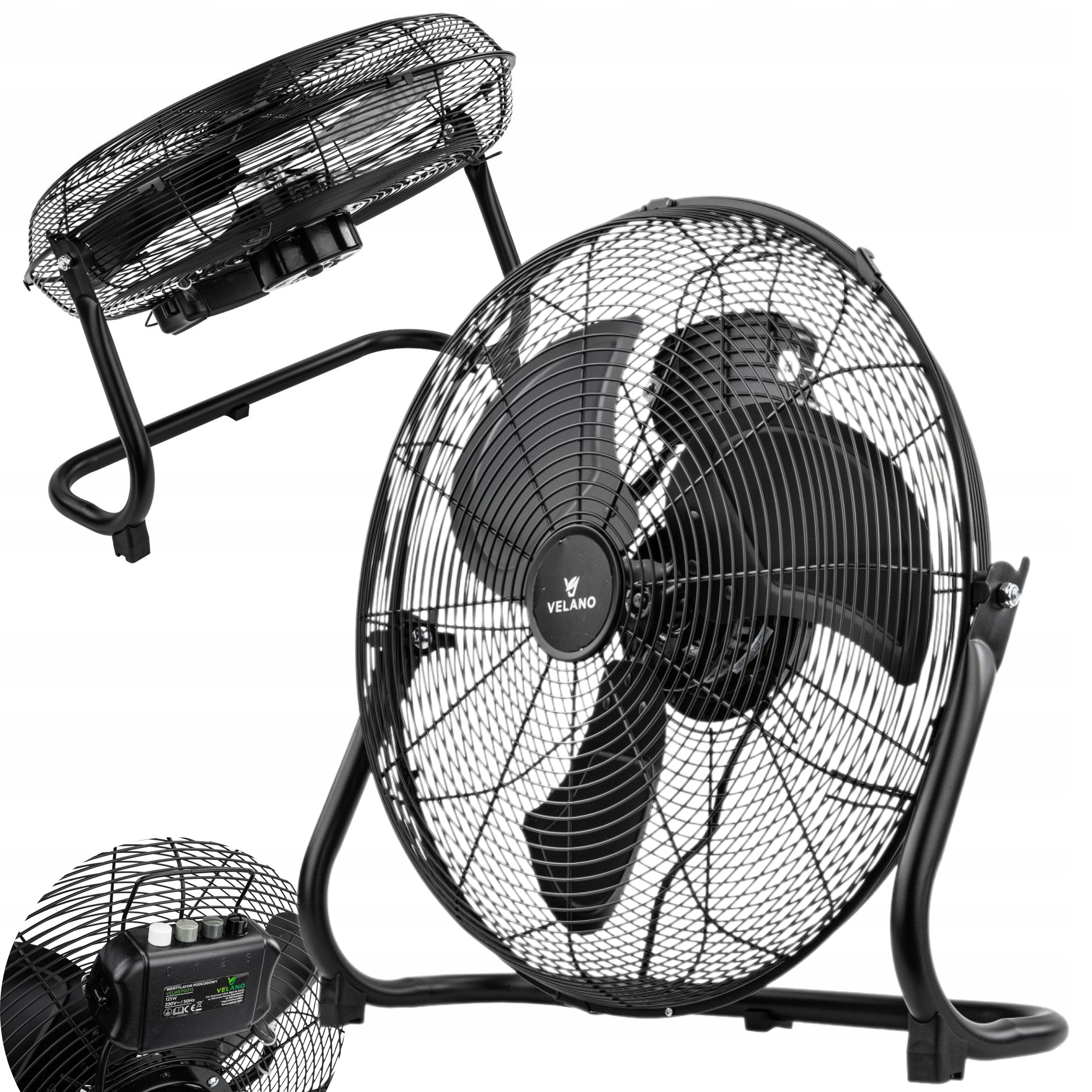 WENTYLATOR PODŁOGOWY PRZEMYSŁOWY WIATRAK BIUROWY MOCNY 50CM PRZENOŚNY 125W