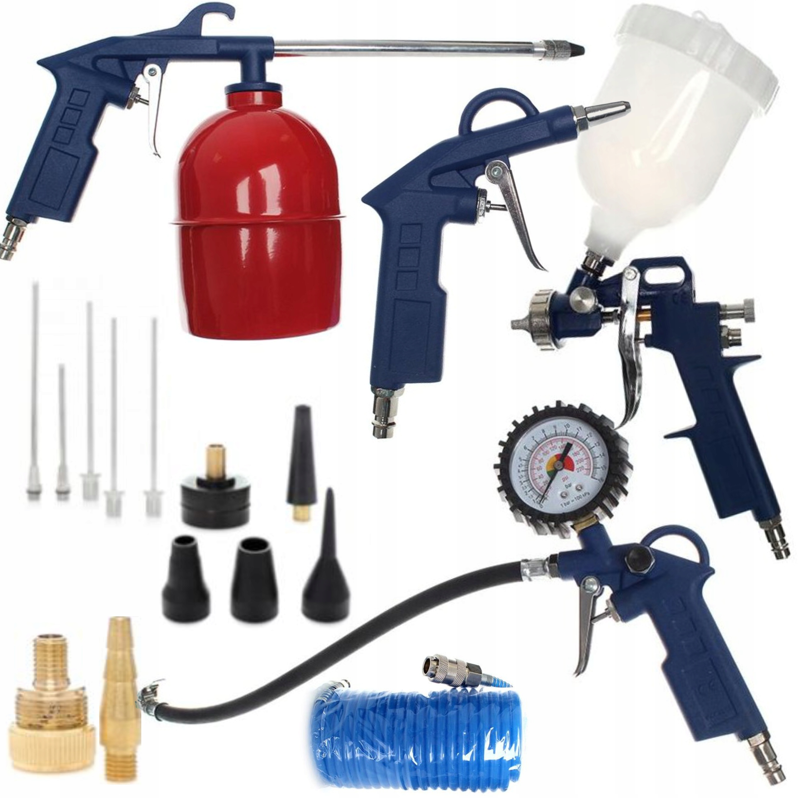 ZESTAW PNEUMATYCZNY 18E DO KOMPRESORA WĄŻ KOŃCÓWKI PISTOLET LAKIERNICZY KÓŁ