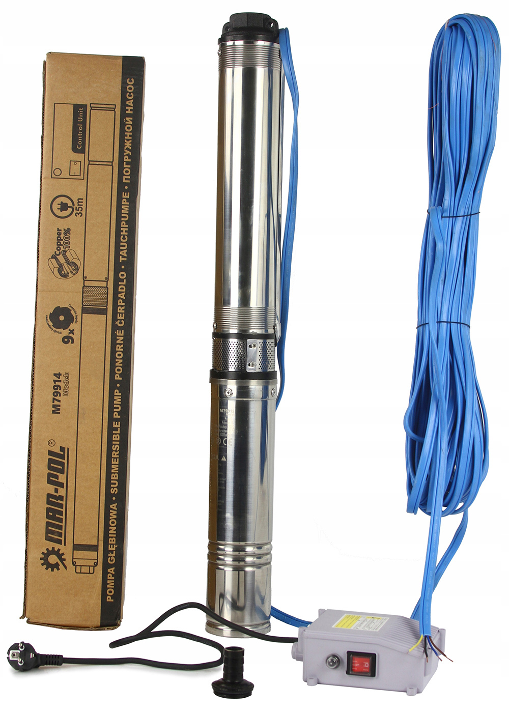 POMPA GŁĘBINOWA OGRODOWA 4QJD 0,75kW + CONTROL BOX + KABEL 35m M79914