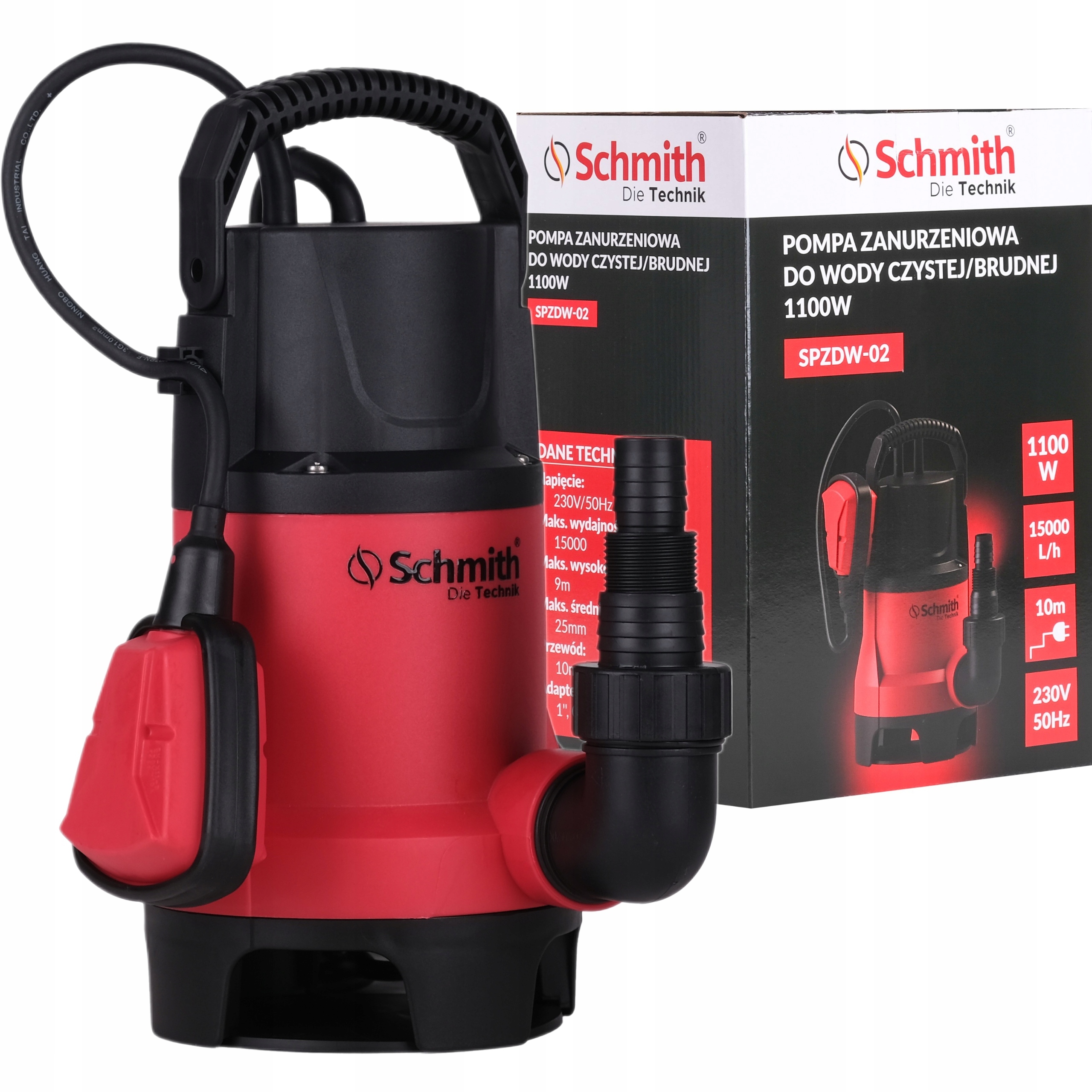 SCHMITH POMPA ZANURZENIOWA ZATAPIALNA WODY CZYSTEJ BRUDNEJ 1100W 15000l/H