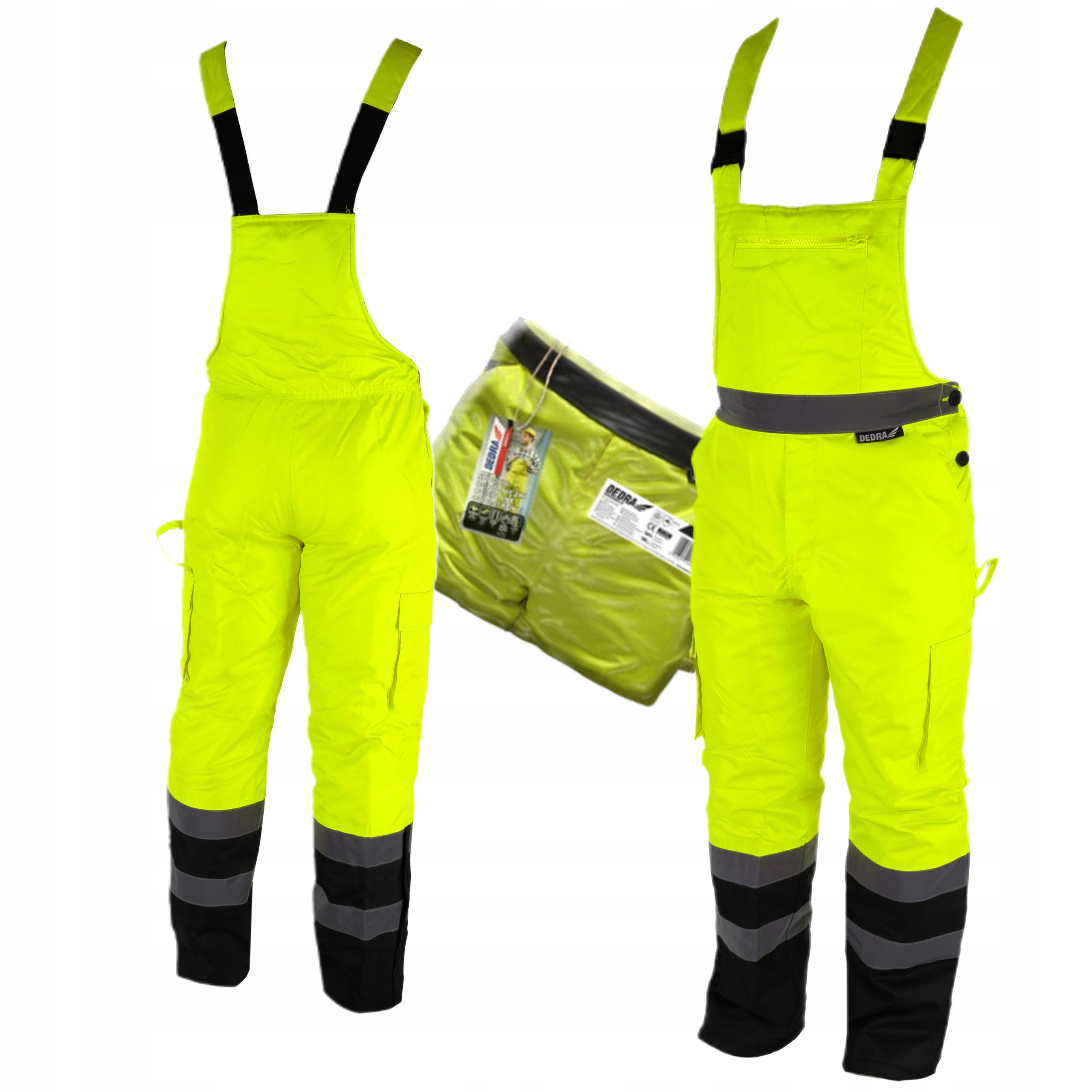 DEDRA SPODNIE ROBOCZE BHP OGRODNICZKI ODBLASKOWE ŻÓŁTE CE BH80SO1 R. XL/56