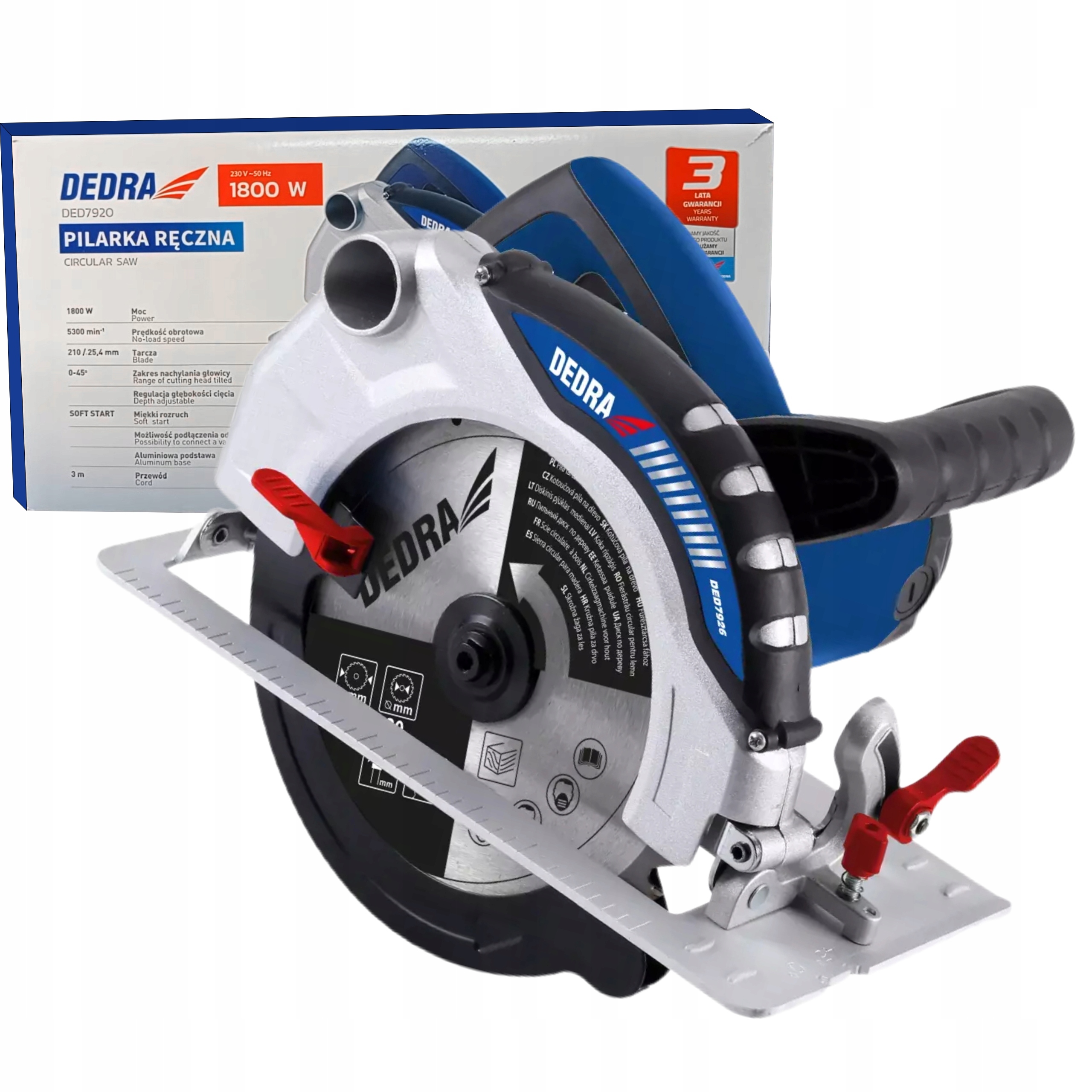 DEDRA PILARKA RĘCZNA TARCZOWA PIŁA 1800W 210mm CIĘCIE 70mm KRAJZEGA 25,4mm