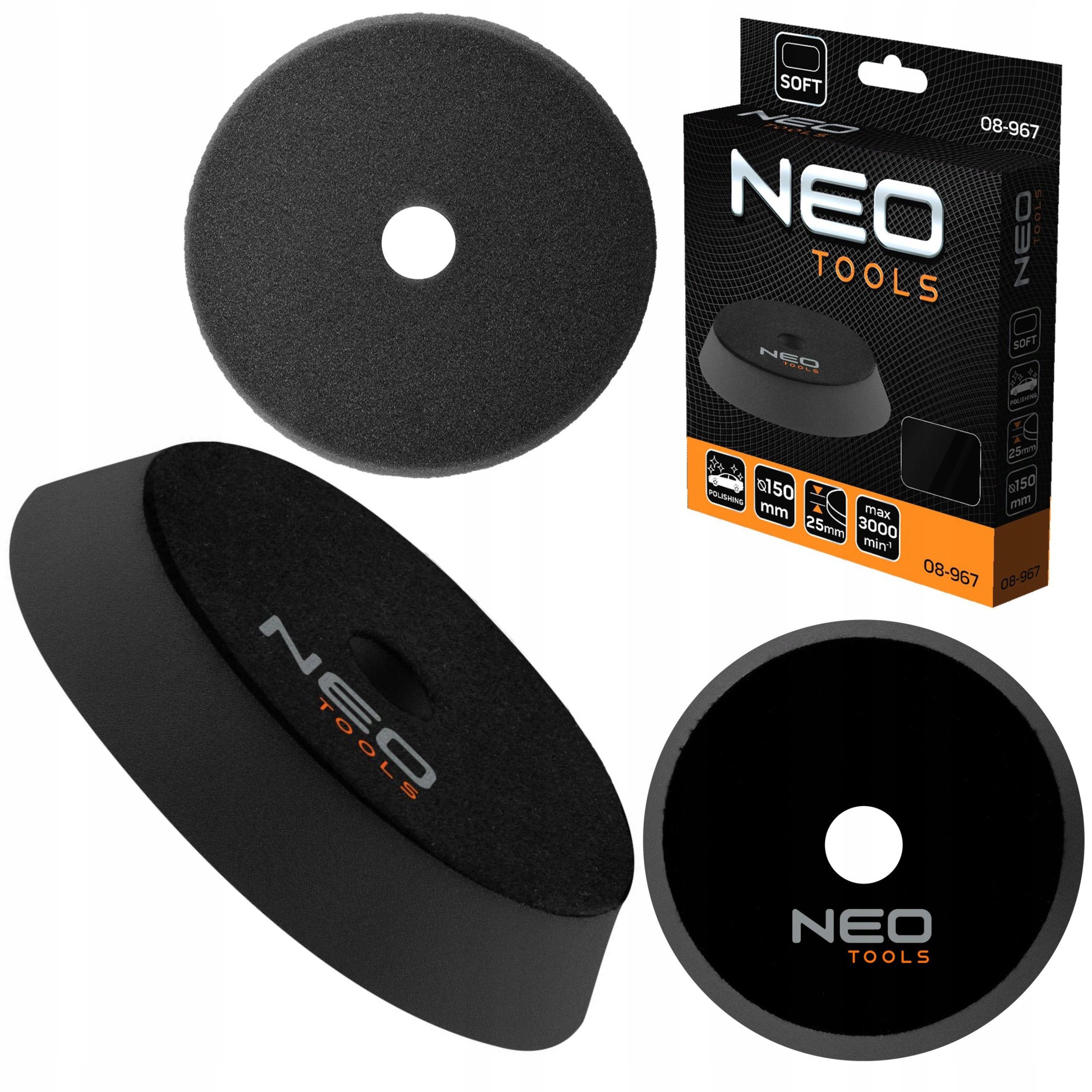 NEO TOOLS PAD POLERSKI 130X150MMX25MM GĄBKA MIĘKKA RZEP LAKIERNICZE 08-967